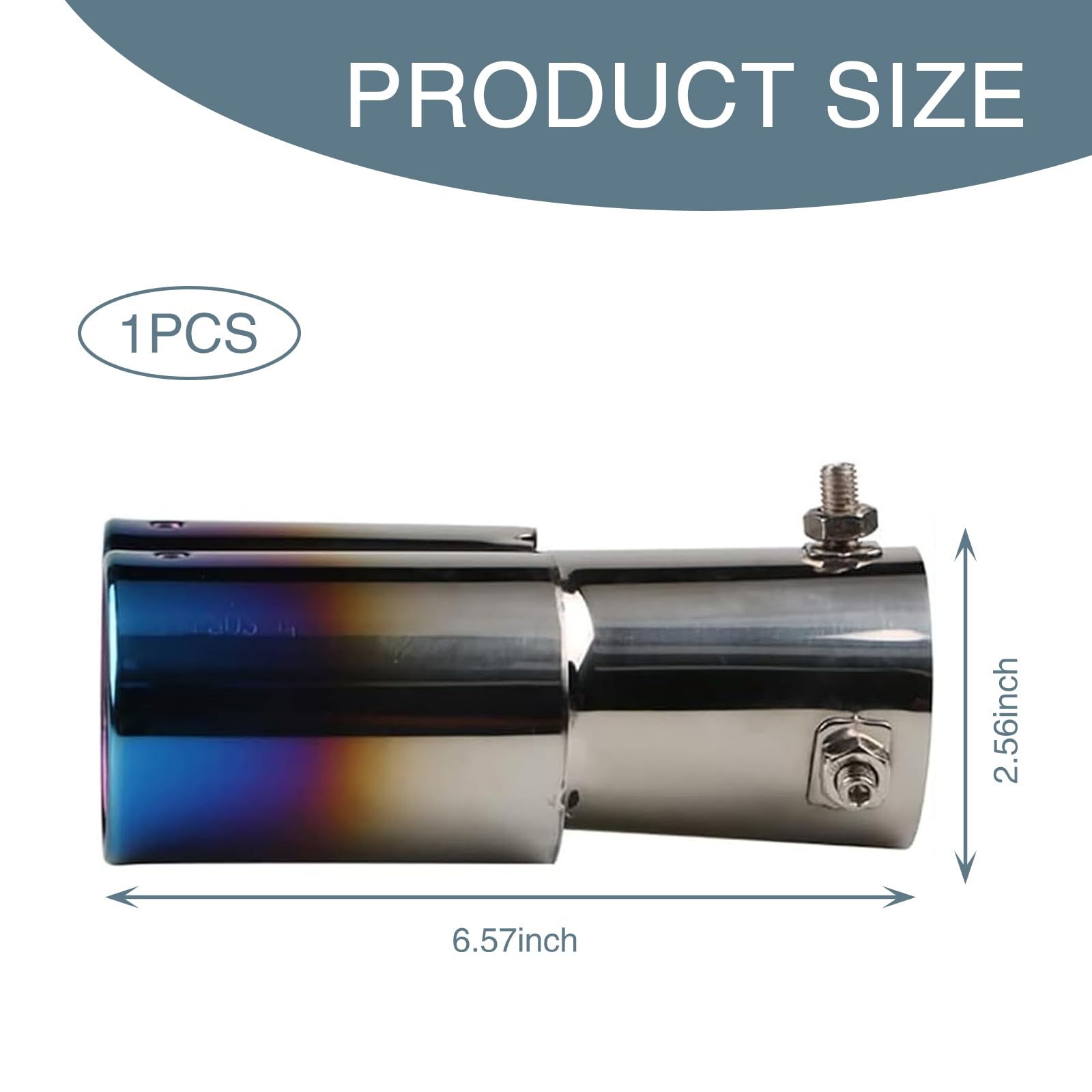 Stainless Steel Car Muffler Tailpipe - Straight Flat Exhaust Pipe for Most Cars (Roasted Blue) - Upgrade Your Ride
