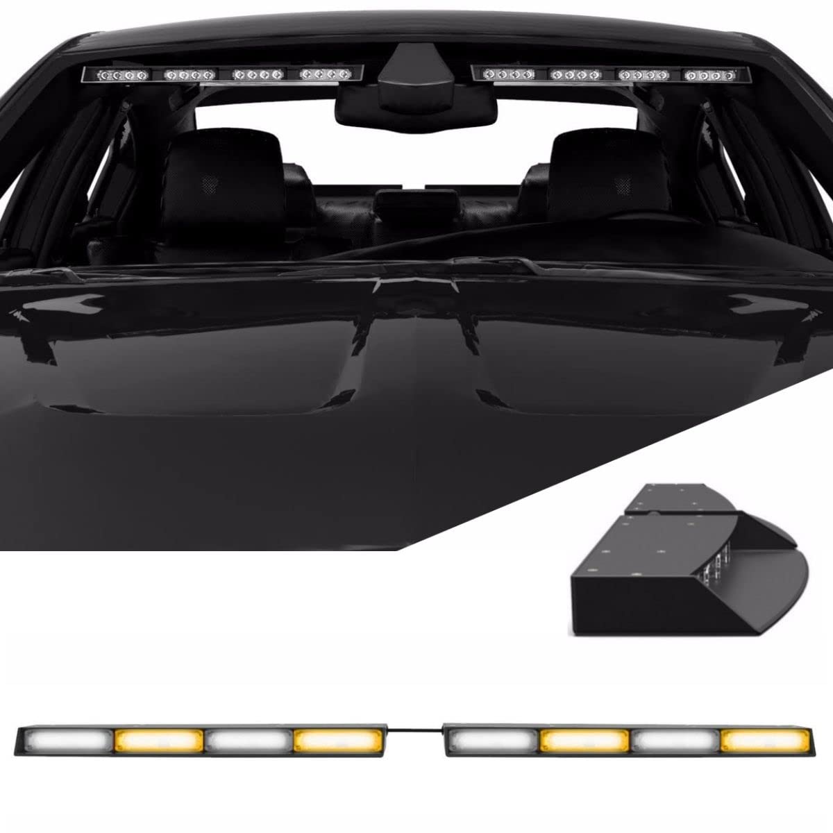 SpeedTech Raptor-X TIR LED Strobe Light Bar - Amber/Clear Alternating Emergency Vehicle Lights for Police, Trucks & SUVs - Easy Cigarette Lighter Plug Installation - Perfect for Roadside Emergencies & Night Patrols