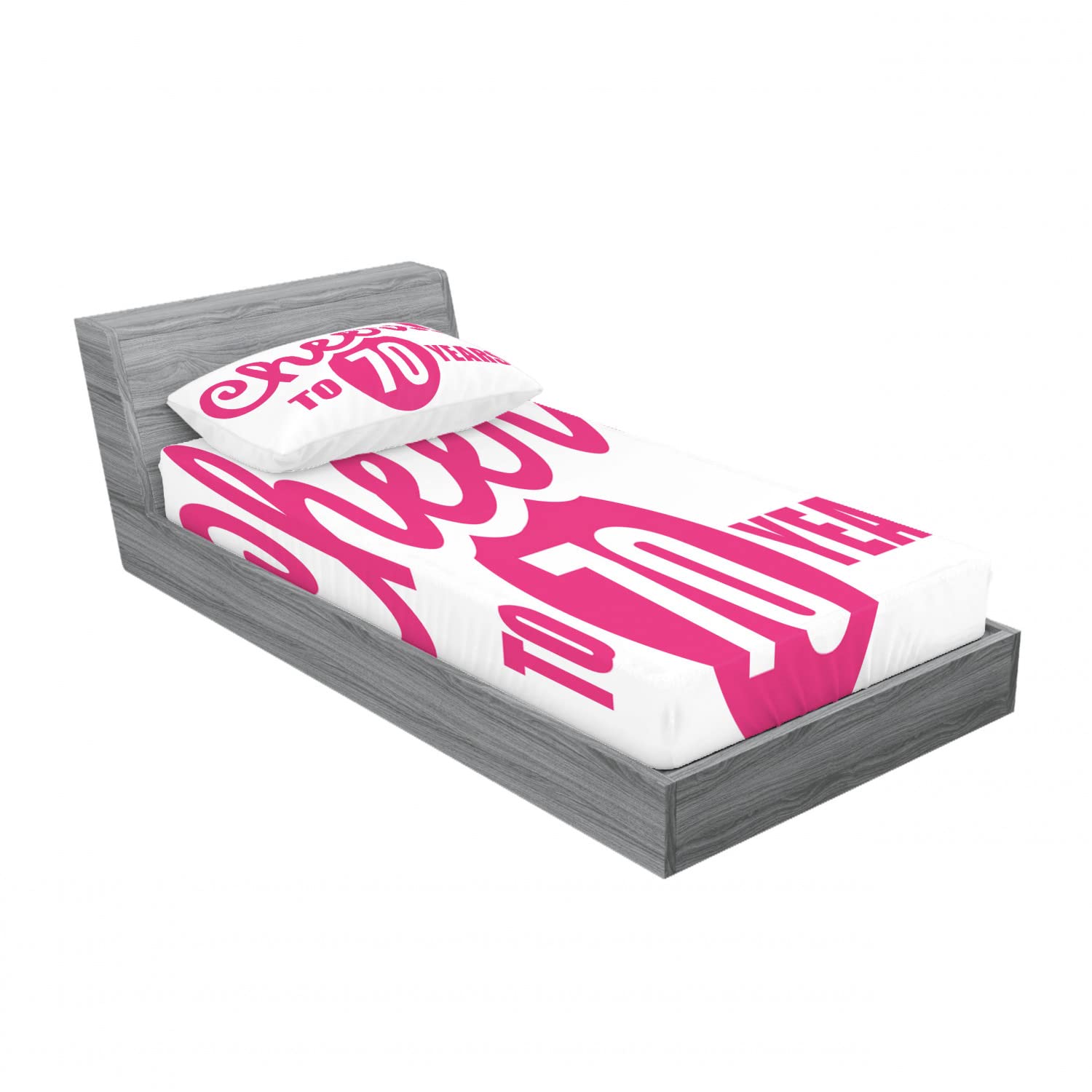 Ambesonne 2-Pack Twin Fitted Sheet & Pillow Sham Set - Hot Pink & Black Retro 70s Theme Bedding (4-Piece) | Includes 2 Fitted Sheets & 2 Pillow Covers | Perfect for Dorm Rooms, Guest Beds & Themed Parties