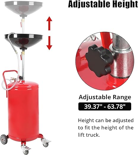 GARVEE 18 Gallon Industrial Portable Waste Oil Drainer with Adjustable Spout & Funnel - Heavy Duty Oil Drain Pan for Automotive, Motorcycle, Truck & Equipment Maintenance