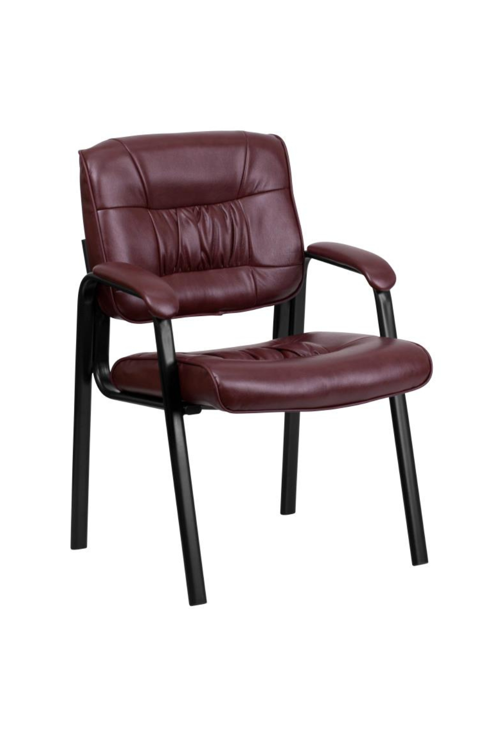 Premium FLASH Haeger Leather Executive Office Chair - Black Metal Frame Reception Seating for Professional Workspaces & Conference Rooms