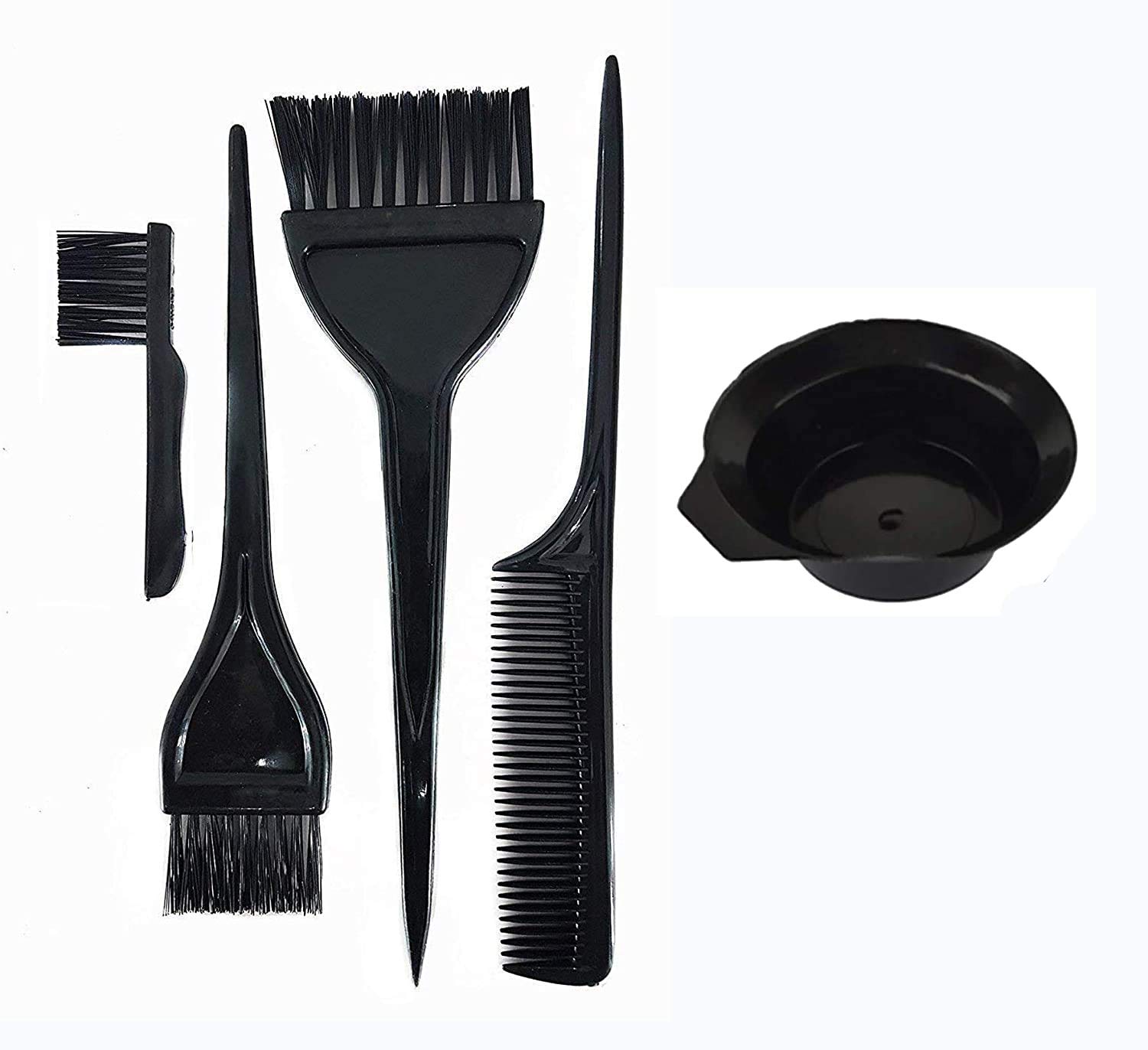 DEXO Professional Hair Coloring Kit - 5-Piece Combo with Hair Comb, Dye Brush & Mixing Bowl for Men & Women (Black) | Perfect for Salon, Home Hair Dye & DIY Hair Coloring