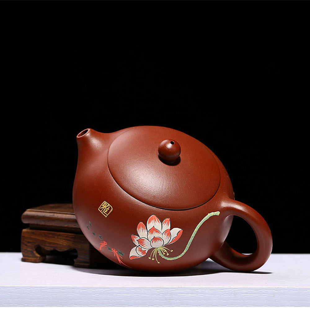 Premium Yixing Red Clay Xi Shi Lotus Teapot - Handcrafted Chinese Purple Sand Ceramic Teapot for Oolong, Pu-erh & Green Tea Brewing - Perfect for Tea Ceremonies, Gifts & Home Decor