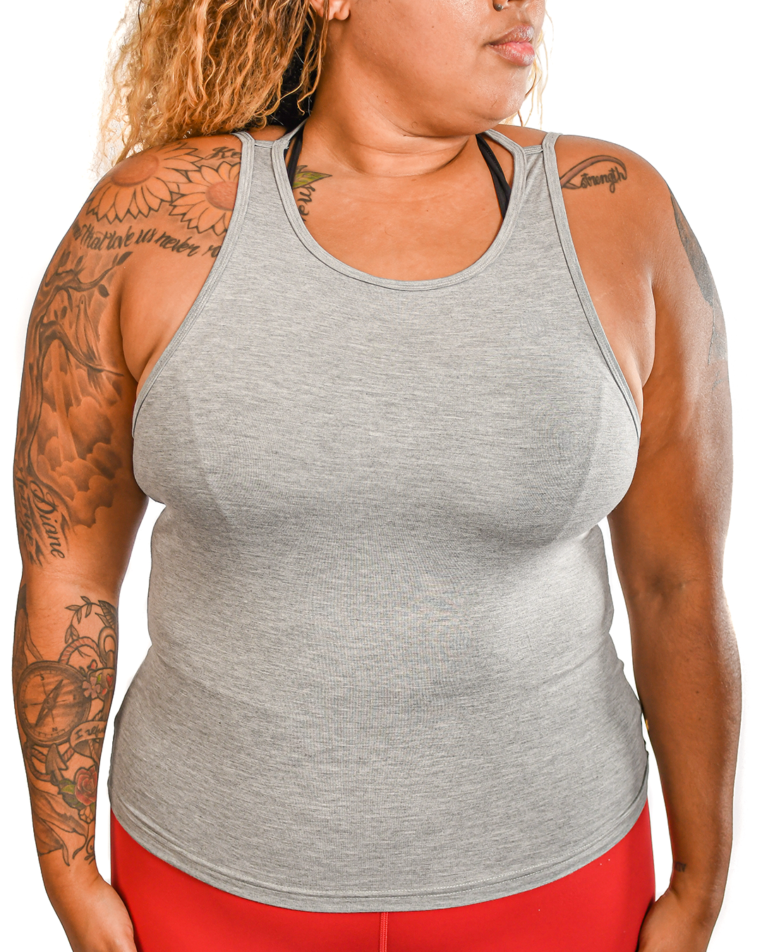 Open Back Tank Top for Women - Light Grey | Breathable Summer Casual Wear for Outdoors & Yoga