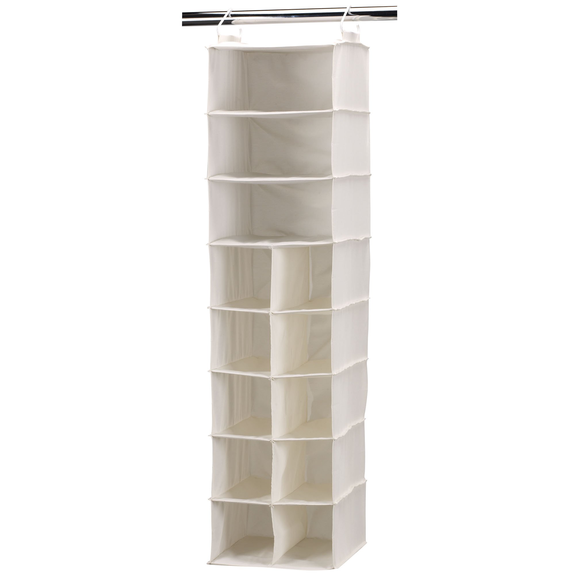 10-Pocket Hanging Shoe Organizer & 3-Shelf Sweater Storage - Natural Canvas White | Space-Saving Closet Organizer for Bedroom, Entryway, and Dorm Room