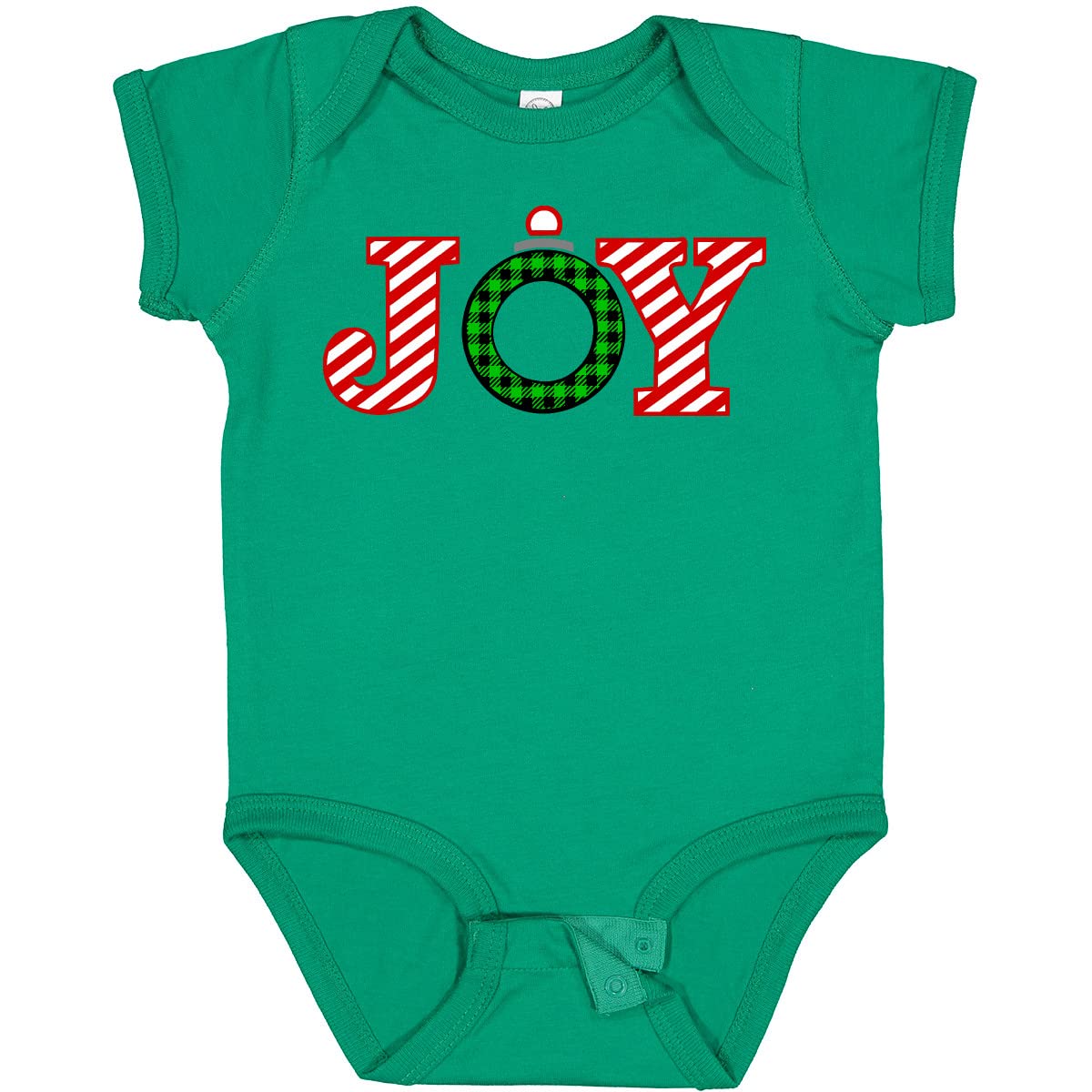 Inktastic Joy Christmas Ornament with Candy Cane Stripes Baby Bodysuit - Festive Holiday Outfit for Infants & Toddlers - Perfect for Christmas Photos, Family Gatherings & Holiday Celebrations