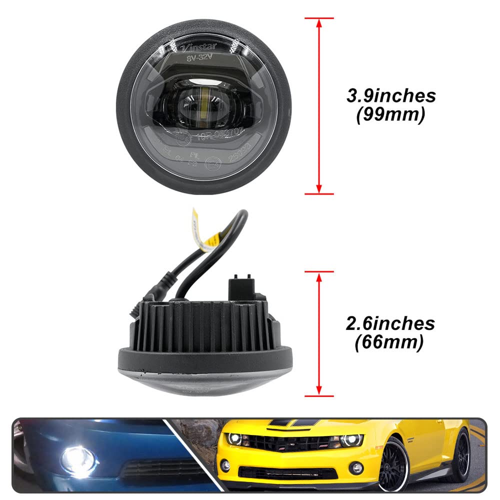 2Pcs White LED Fog Lights Daytime Running Lights (DRL) for Chevy Camaro 2010-2013 - Smoked Lens Round LED Fog Lamps - Perfect for Night Driving & Enhanced Visibility in Foggy Conditions