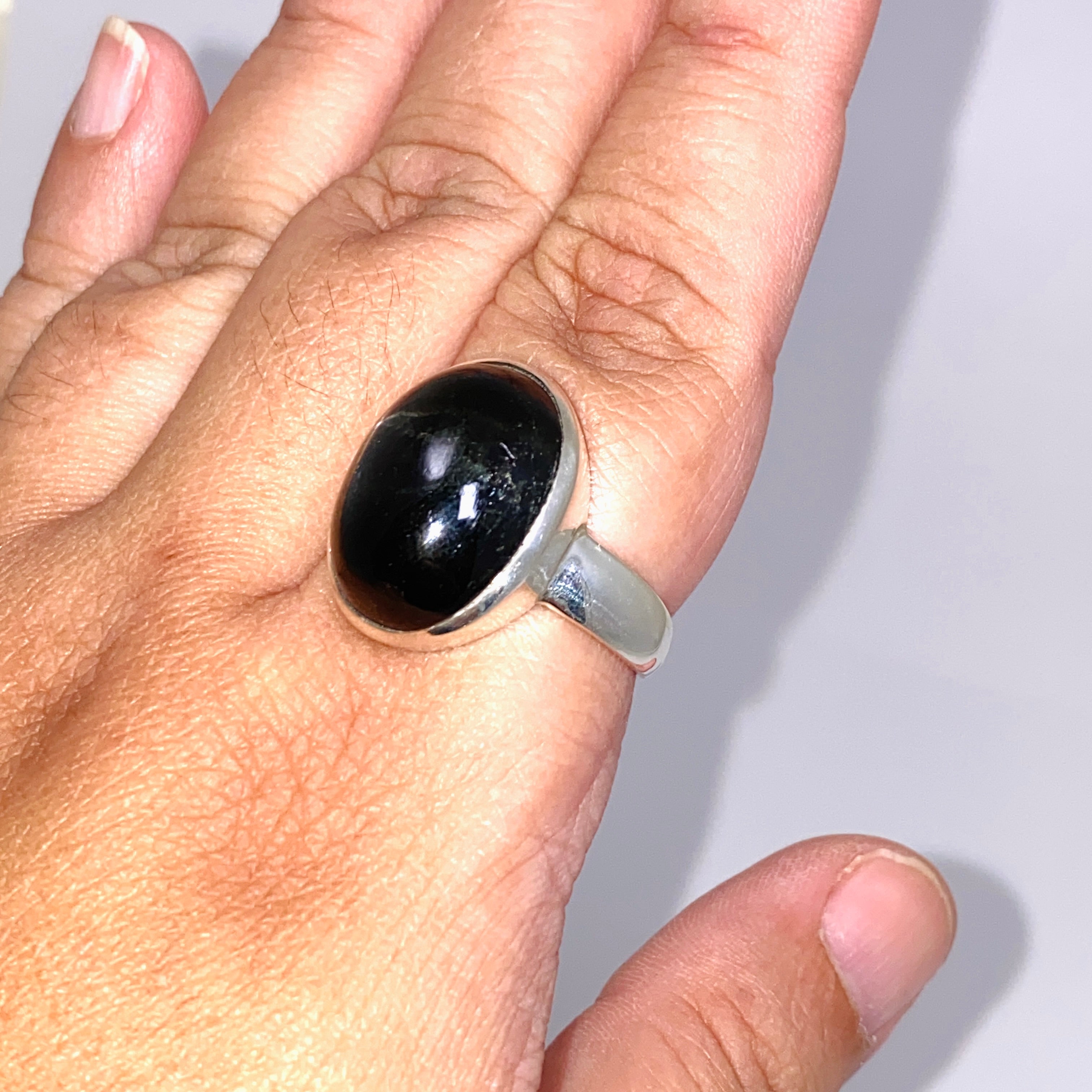Black Star Diopside Oval Cabochon Ring - Size 12.5 - PRGJ901 - Elegant Jewelry for Women, Perfect for Evening Parties & Special Occasions