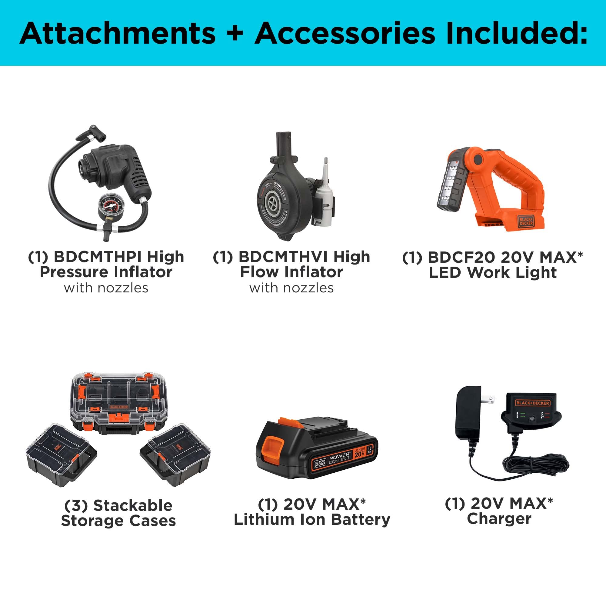 BLACK+DECKER MATRIX 20V MAX Cordless Power Tool Kit with Drill, 8 Attachments & Storage Case (BDCDMT1208KITC1) - Perfect for DIY Home Improvement, Woodworking, and Professional Construction Projects