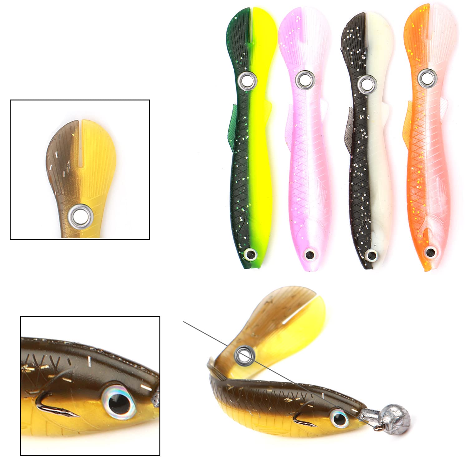 **5Pcs Soft Bionic Fishing Lures - Slow Sinking Bass Lures with Realistic Loach Design for Saltwater & Freshwater Fishing - Perfect for Bass, Trout, and Walleye**    *(Use Case: Ideal for both professional and recreational anglers targeting bass, trout, or walleye in lakes, rivers, and coastal waters.)*