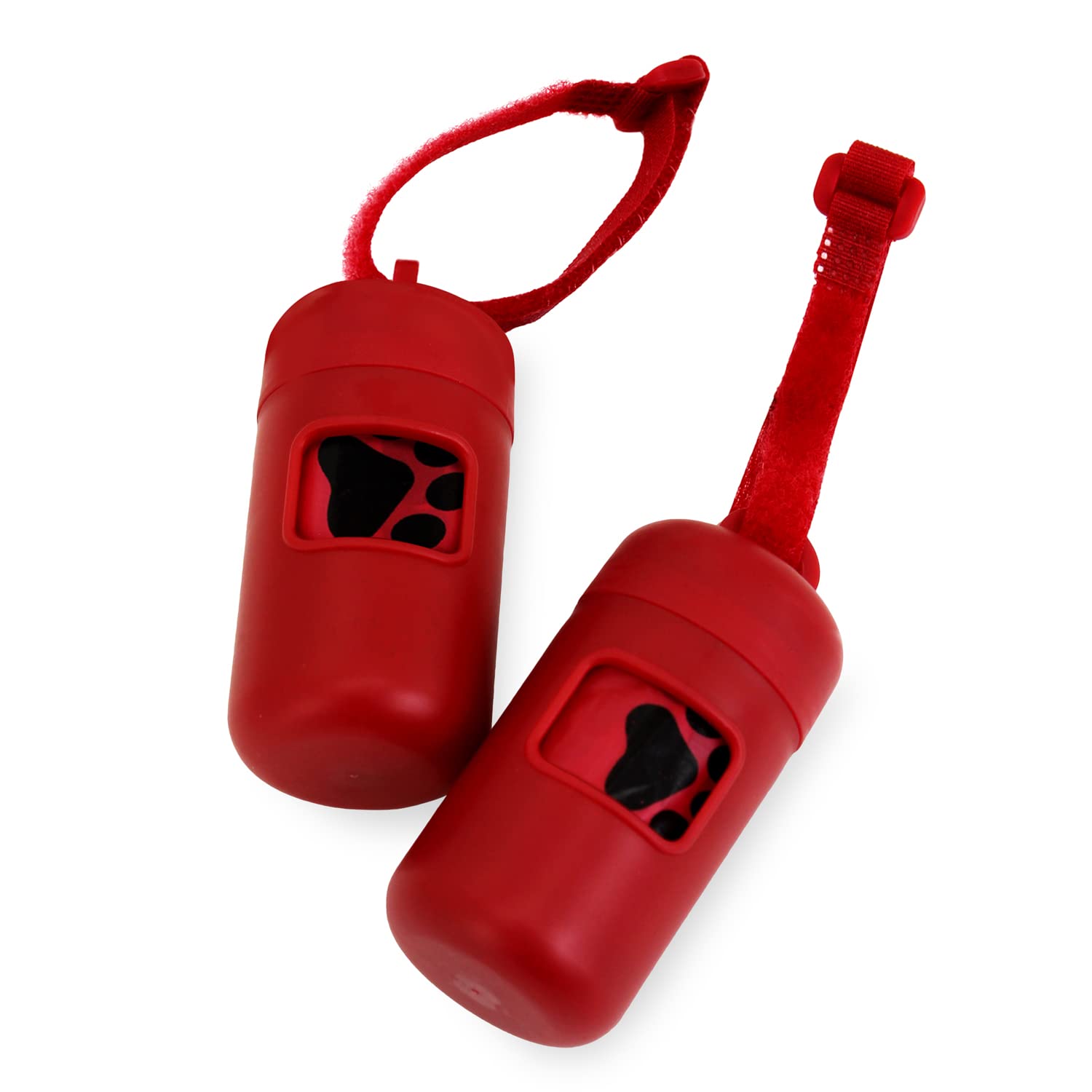 Premium Dog Poop Bag Holder with Dispenser - Leash Attachment Includes 30 Bags, Durable Clip-On Design for Walking, Hiking & Outdoor Activities - Reusable Travel Waste Solution (Red, 2-Pack) - Perfect for Park Visits, Daily Walks & Pet Travel Essentials