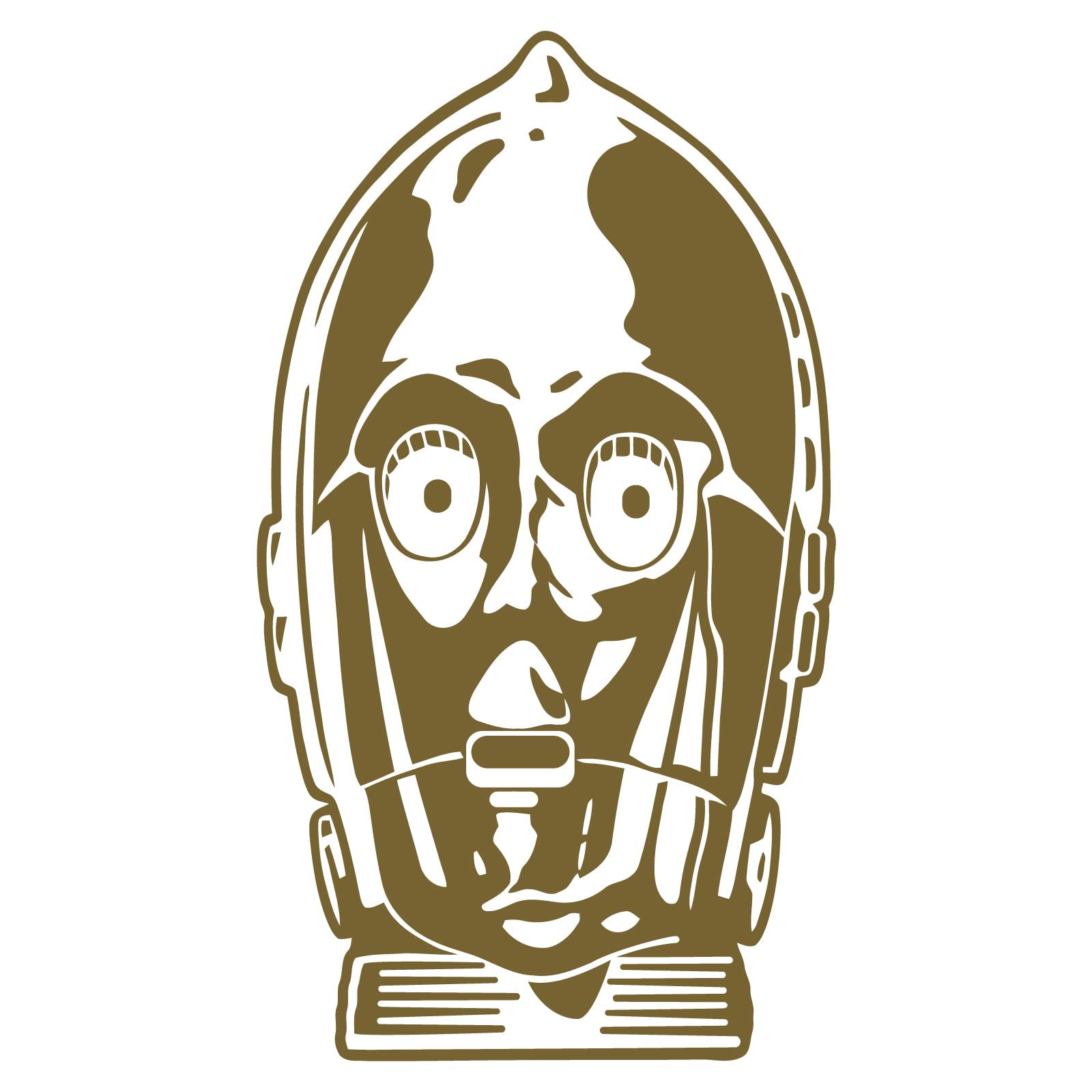 Droid Head Vinyl Sticker Decal - Star Wars Inspired Gold Robot Decal for Laptops, Cars & DIY Projects - Perfect for Sci-Fi Fans & Gift Giving