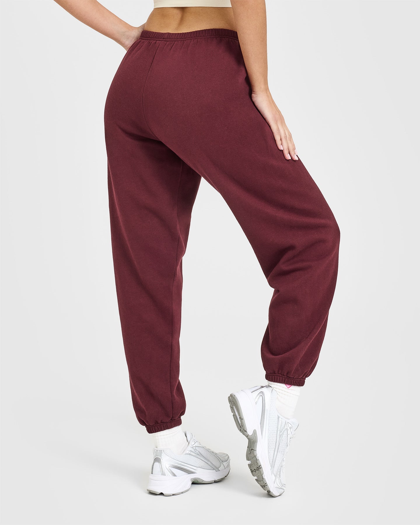 Mid Weight Joggers for Women - Soft Comfortable Rosewood Color Lounge Pants for Running, Yoga & Casual Wear