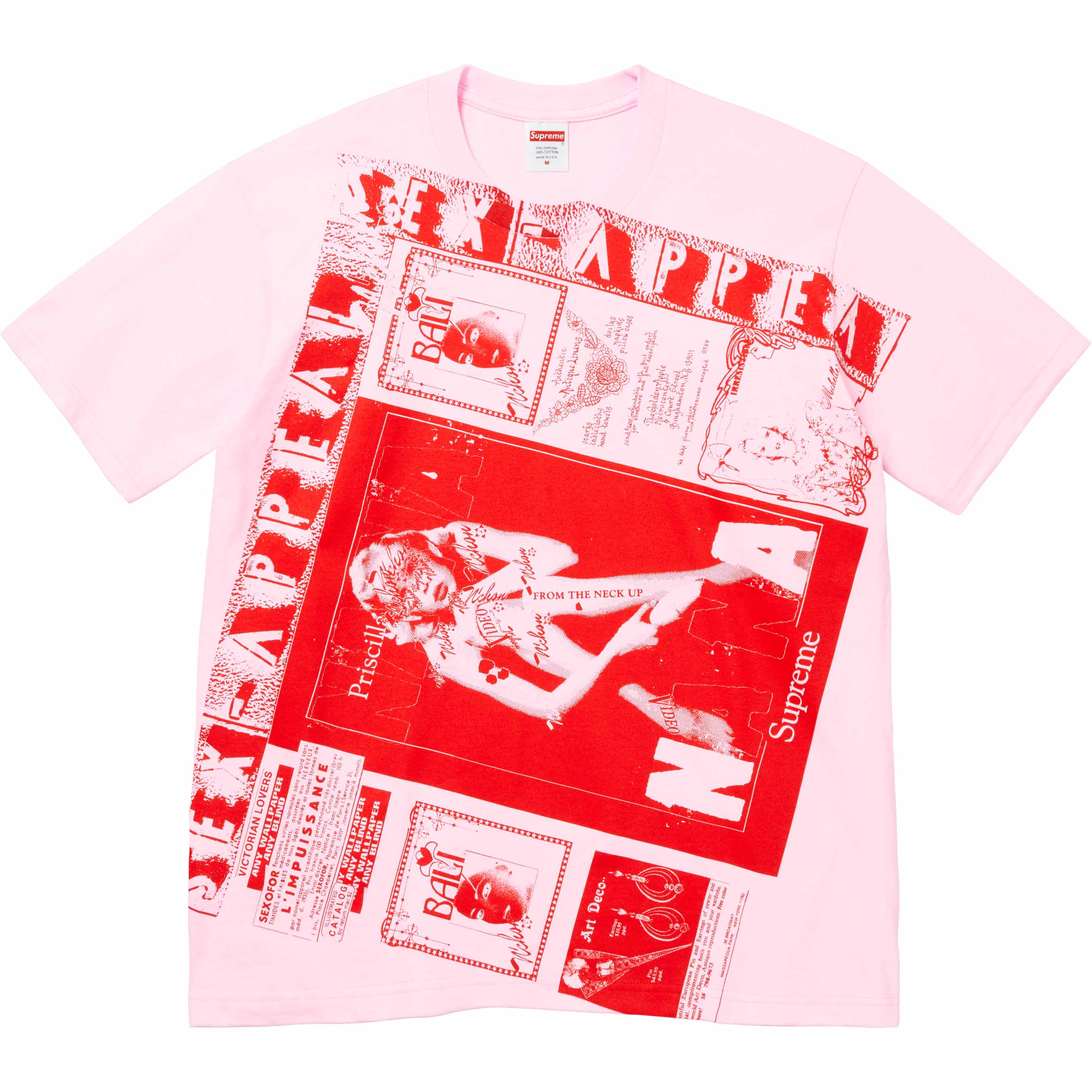 Supreme Collage Graphic T-Shirt for Men & Women - Pink Cotton Streetwear Tee - Perfect for Casual Wear, Street Style & Urban Fashion
