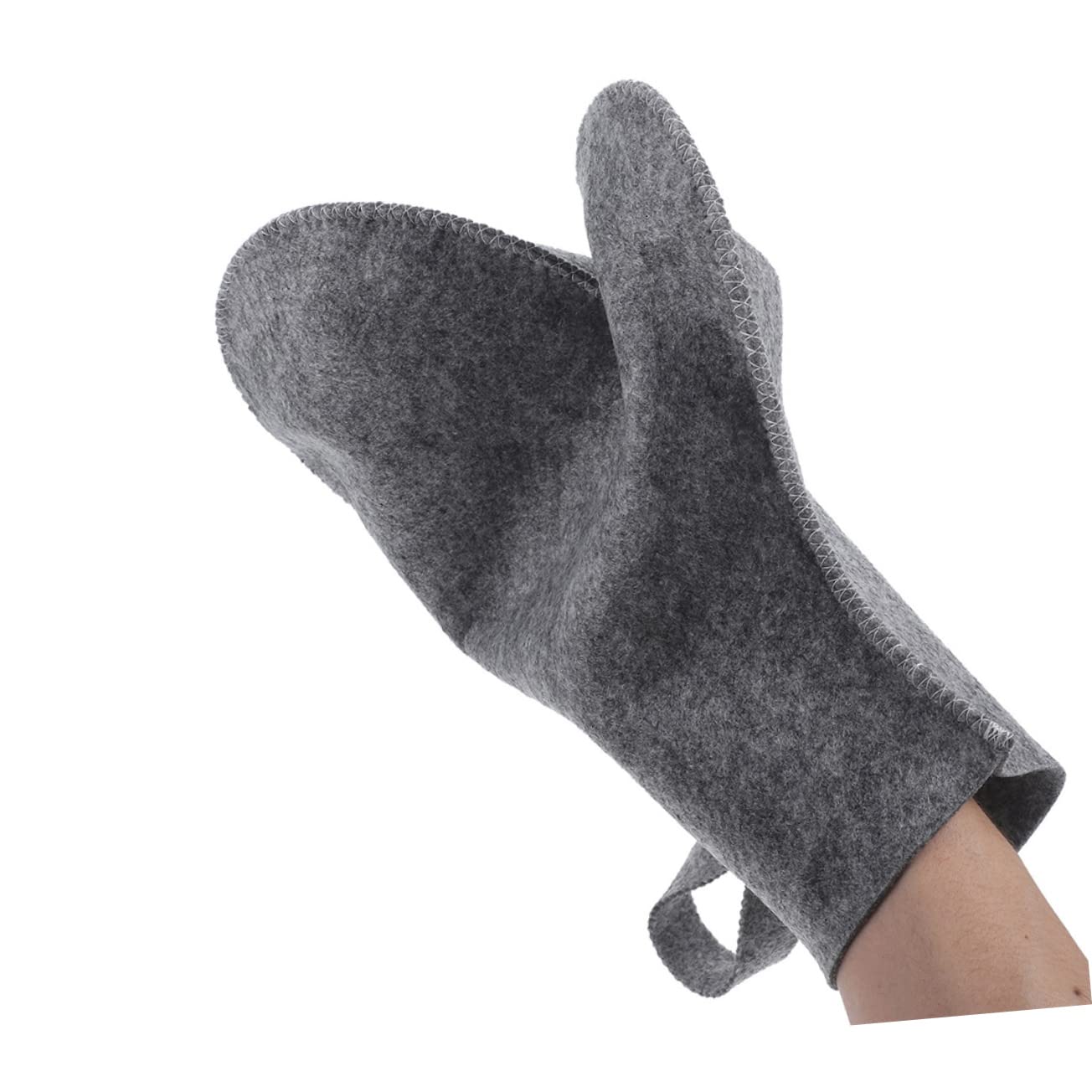 Heat Resistant Sauna Gloves - Soft & Comfortable Felt Mittens for Shower, Spa & Steam Room - White/Grey Protective Handwear for Hot Temperatures