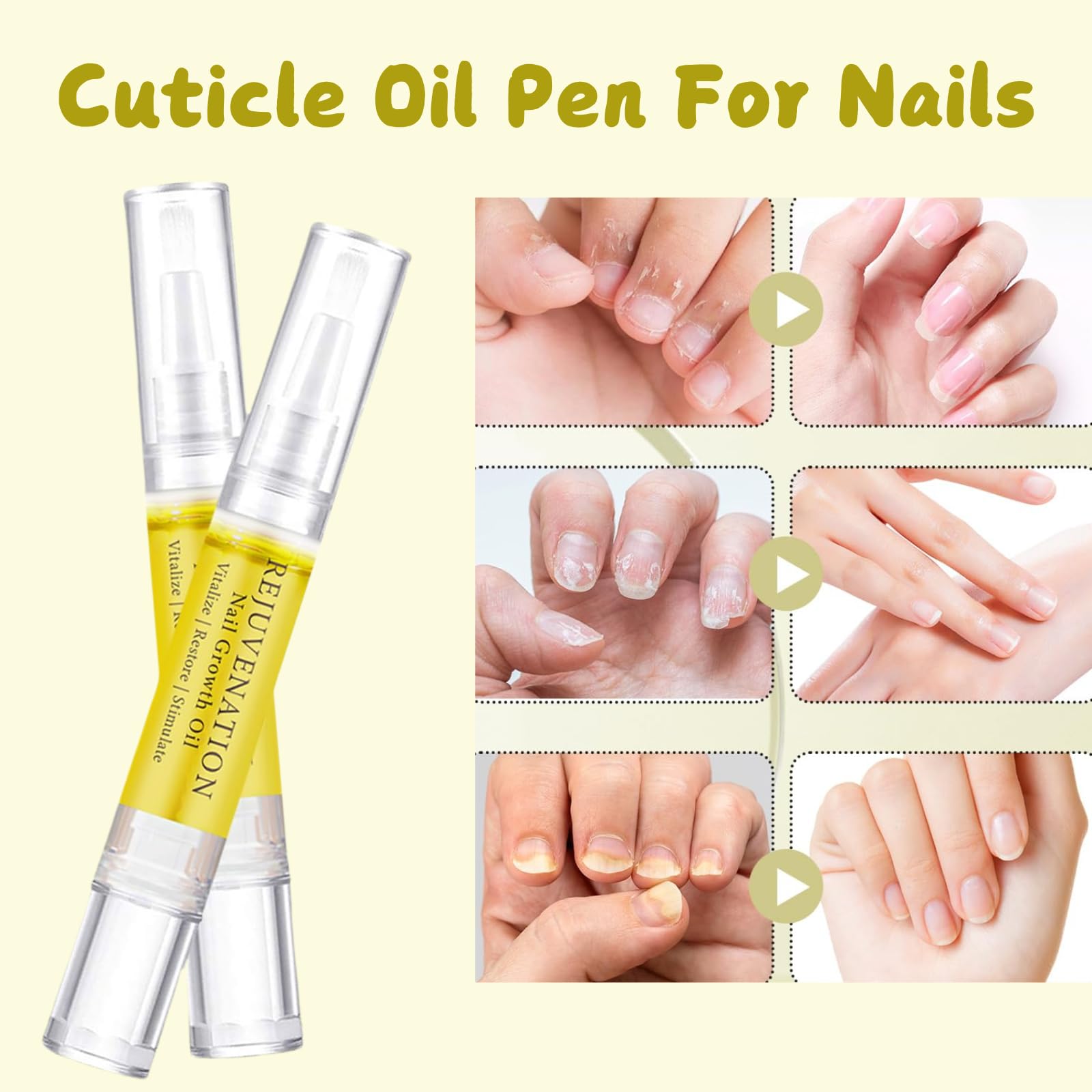 4Pcs Nail Growth Oil Pen for Brittle, Peeling & Weak Nails - Cuticle Oil Strengthener & Nail Care Treatment - Perfect for Manicures, Nail Salons & At-Home Nail Care