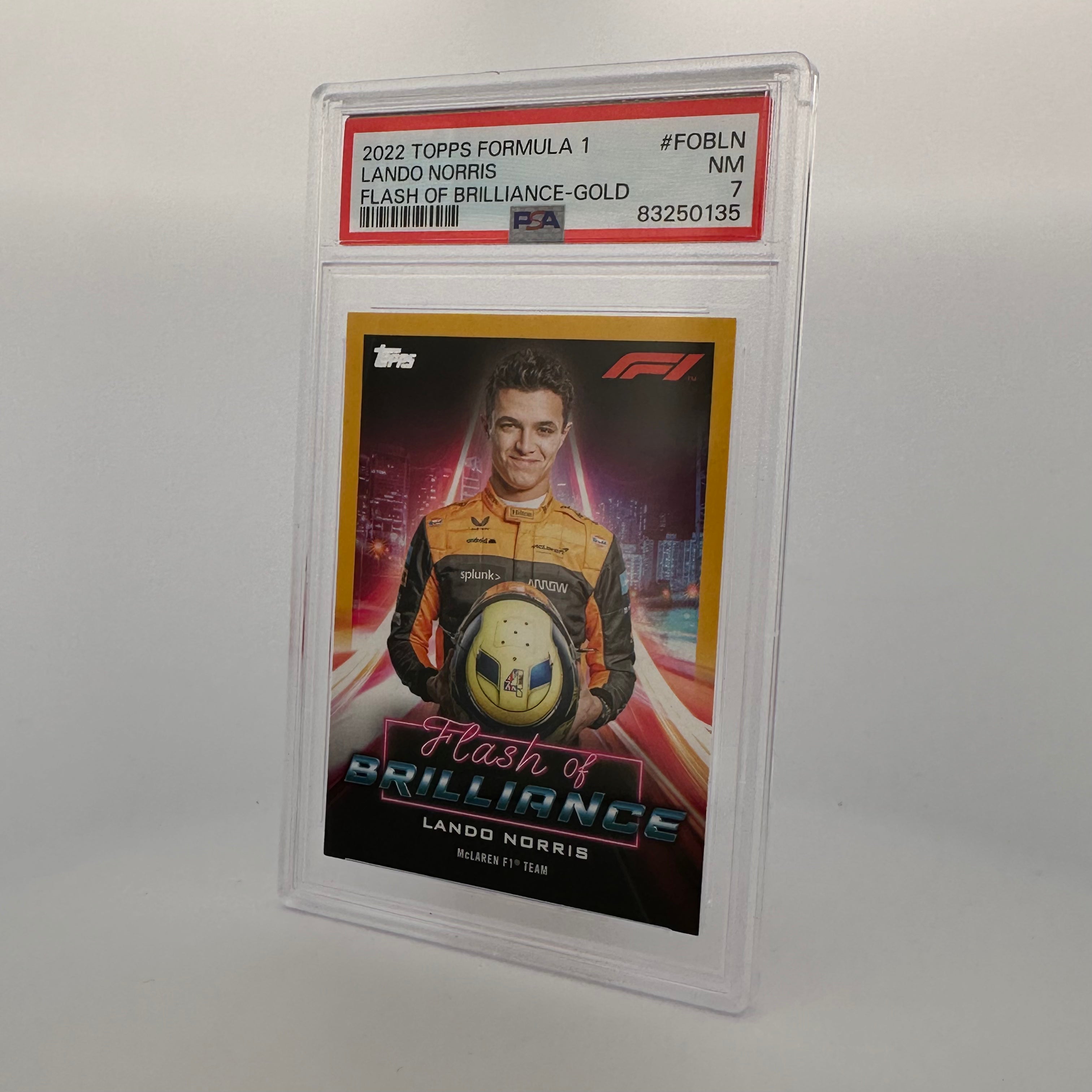 PSA 7 Lando Norris #FOBLN Flash Of Brilliance Gold Trading Card - Rare 30/50 Limited Edition for Collectors & Sports Fans - Perfect for Display, Investment & Memorabilia Collection