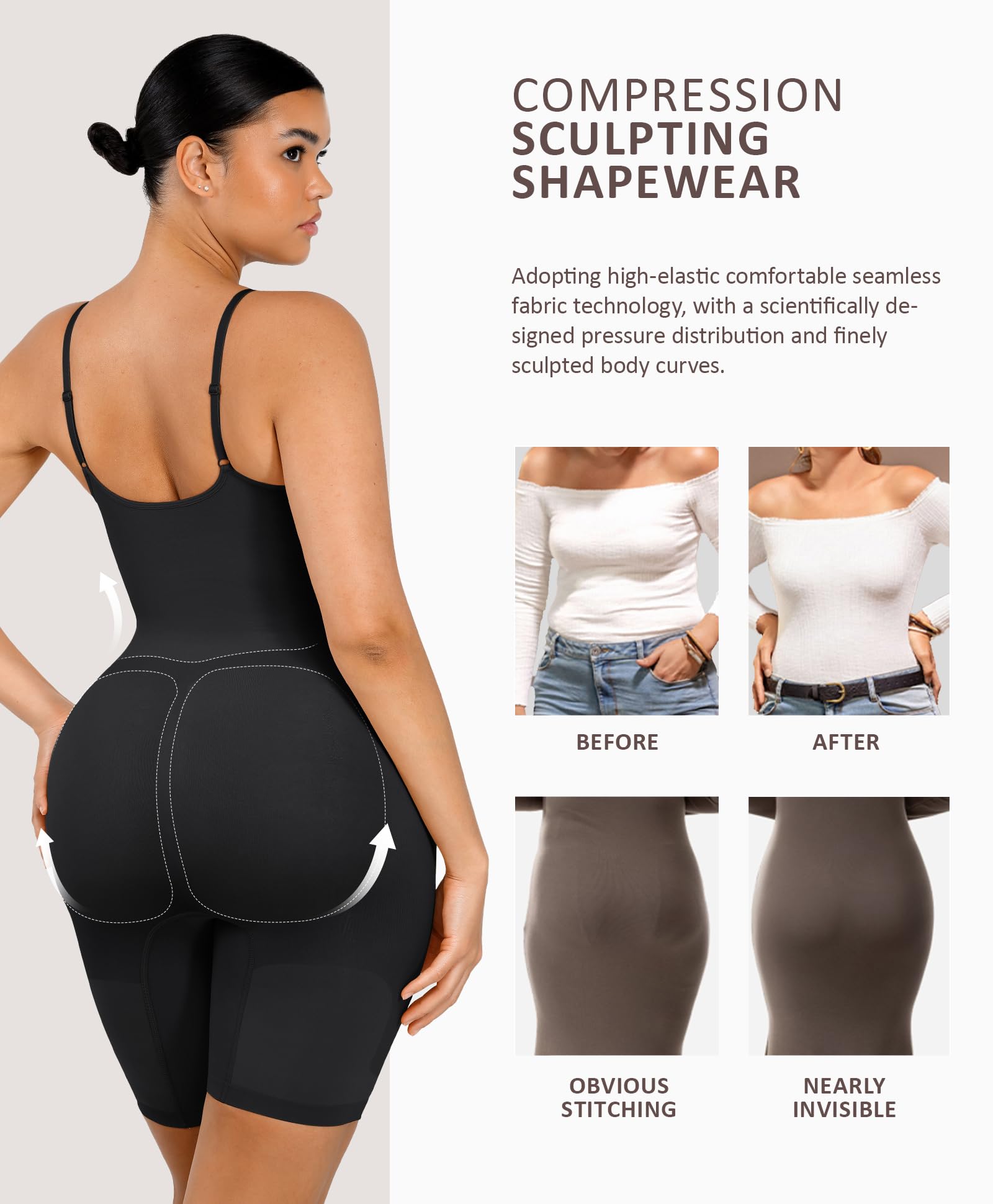 FeelinGirl Women's Tummy Control Shapewear Bodysuit - Seamless Waist Trainer & Body Shaper for Sculpting & Snatched Waist | Perfect for Everyday Wear, Special Occasions & Postpartum Recovery