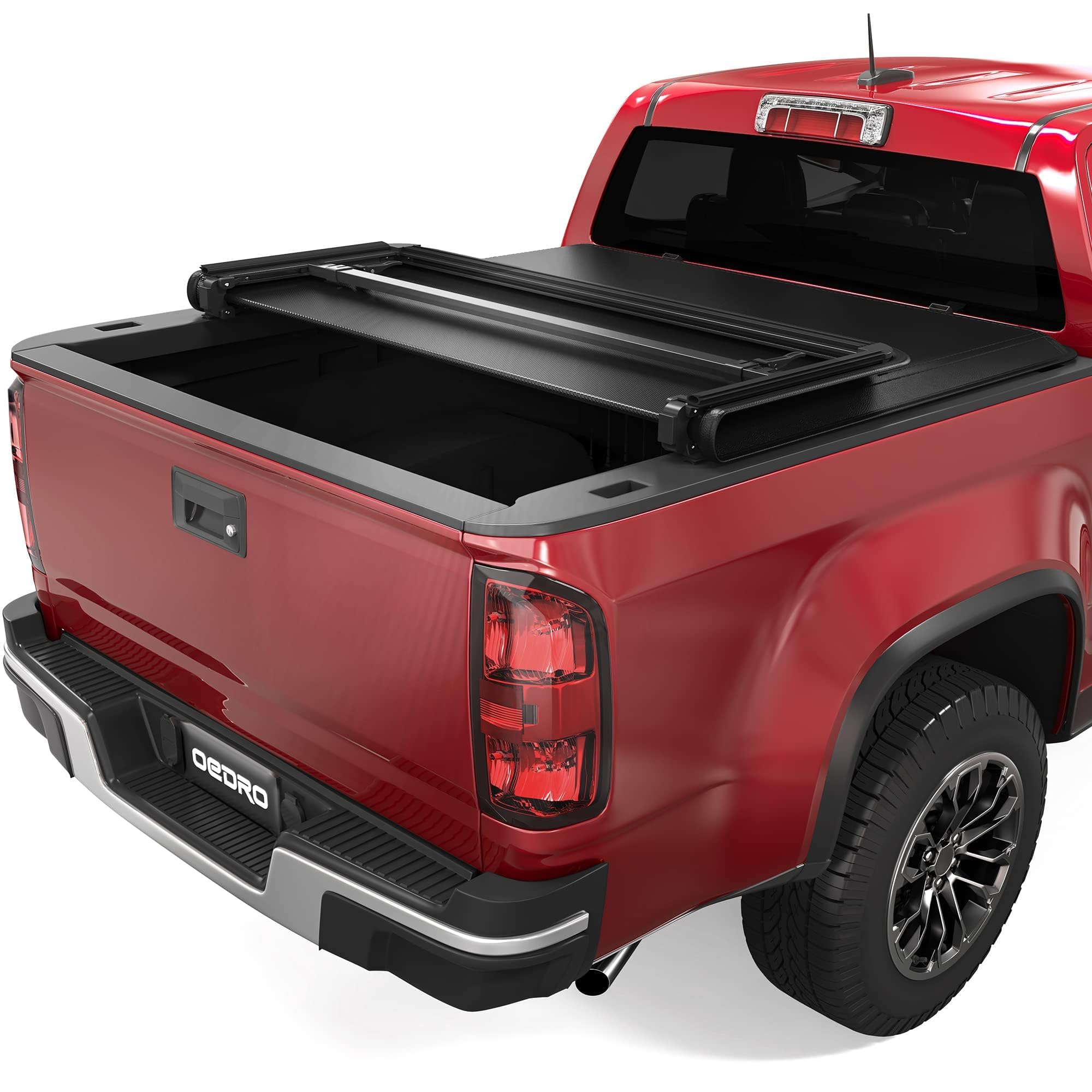 oEdRo Soft Tri-Fold Truck Bed Tonneau Cover for 2015-2025 Chevy Colorado & GMC Canyon | 5.2 ft Bed | Waterproof & Durable | Easy Installation | Perfect for Hauling, Camping & Outdoor Adventures