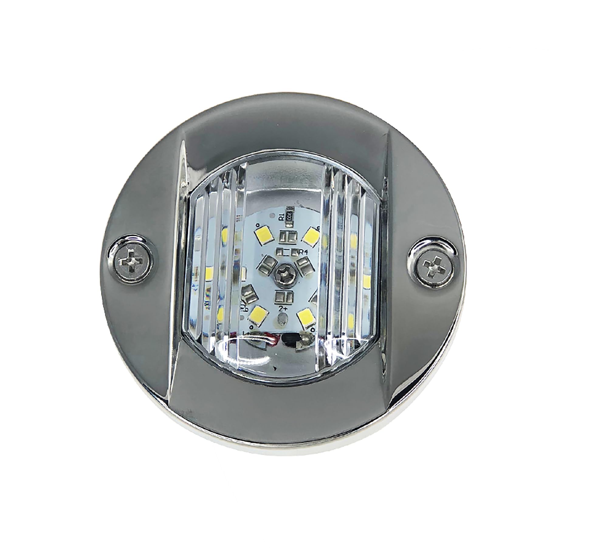 Pactrade Marine 3 Inch Round LED Transom Interior Light - Waterproof Stainless Steel Flush Mount Boat Stern Anchor Light for Fishing Boats, Pontoons & Kayaks | Perfect for Night Fishing & Water Safety