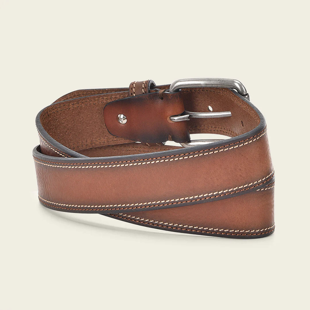 CS41051RS Men's Casual Fashion Cowhide Leather Belt - Stylish & Durable Chocolate Brown Belt for Jeans & Dress Pants | Perfect for Office, Casual Wear & Gifts