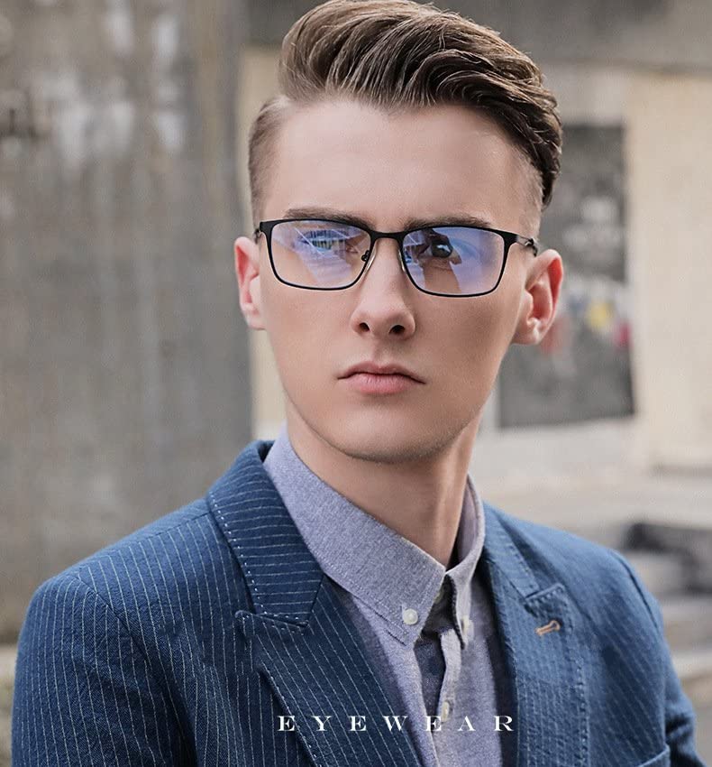3 Pack Blue Light Blocking Reading Glasses - Metal Full Frame Computer Eyewear for Men - Office & Screen Use