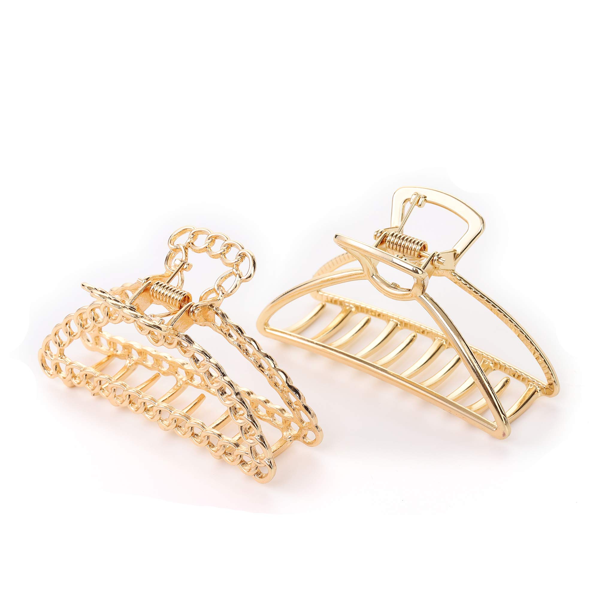 Stylish Metal Hair Clips for Women & Girls - 2 Pack Strong Jaw Clamp Barrette for Thick Hair, Half Bun & Ponytail Hold - Perfect for School, Work, Parties & Everyday Hairstyles