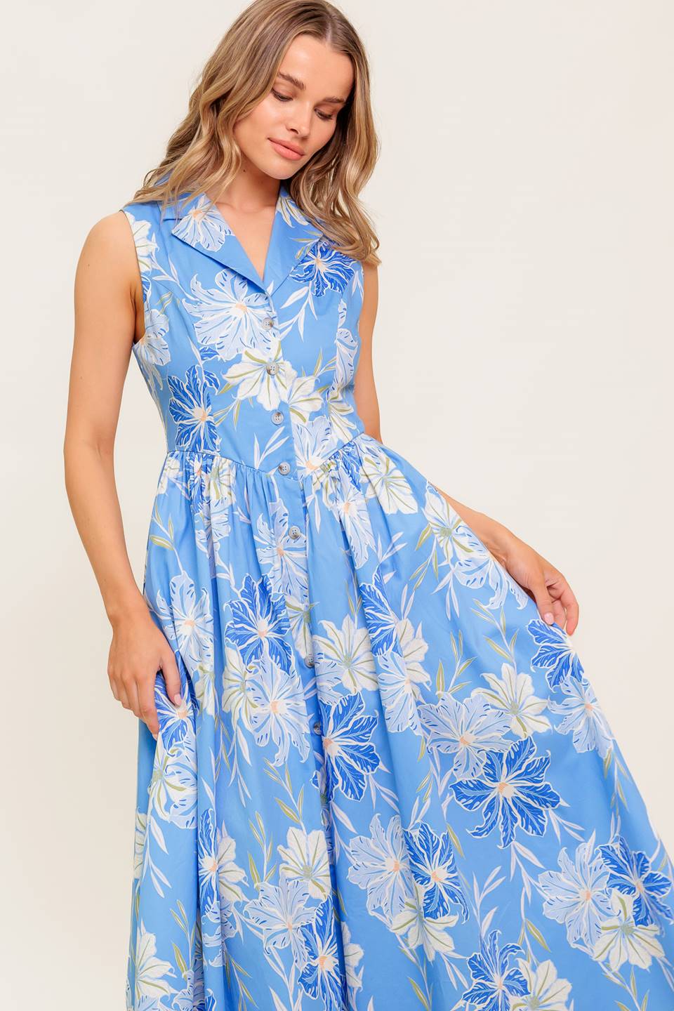 BEATRICE MIDI DRESS in Powder Blue - Elegant Flowy Summer Dress for Women, Perfect for Weddings, Parties & Beach Vacations