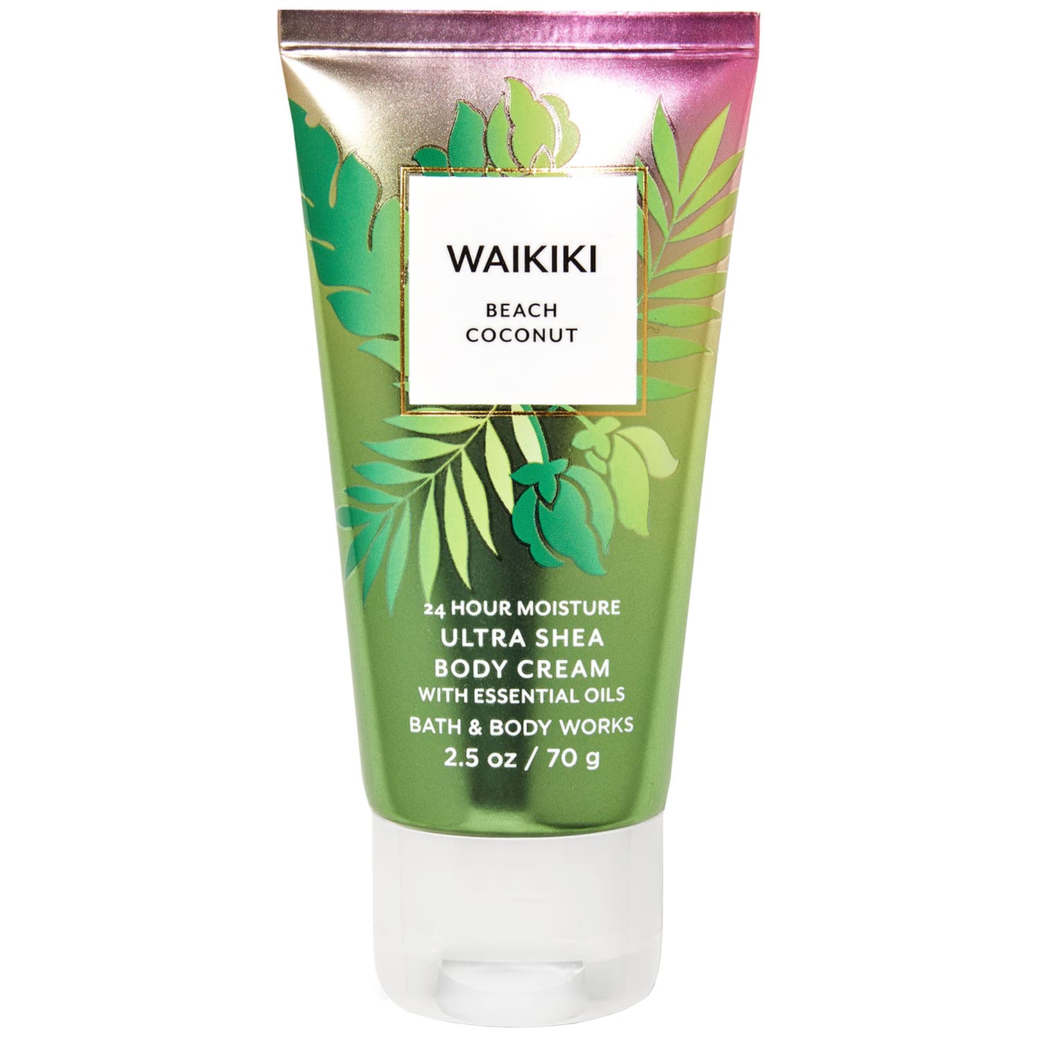 Bath & Body Works Waikiki Beach Coconut Travel Size Body Cream 2.5 oz - Moisturizing Coconut Scented Lotion for On-The-Go Hydration, Perfect for Travel, Gym & Daily Use