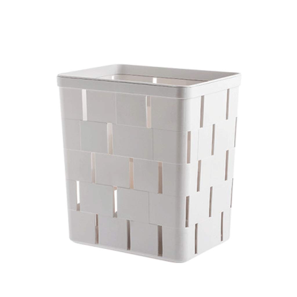 YXD Trash Can with Hollow Bottom - Waste Storage Bin with Pressure Ring for Kitchen & Living Room - Holds Garbage Bags Securely - White - Ideal for Home, Office, and Commercial Use
