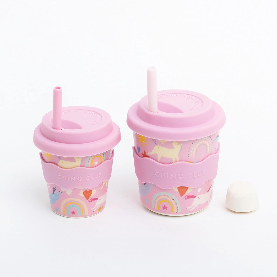 Pink Unicorn Kids Reusable Water Bottle with Straw - 240ml BPA-Free Insulated Cup for School, Travel & Outdoor Activities