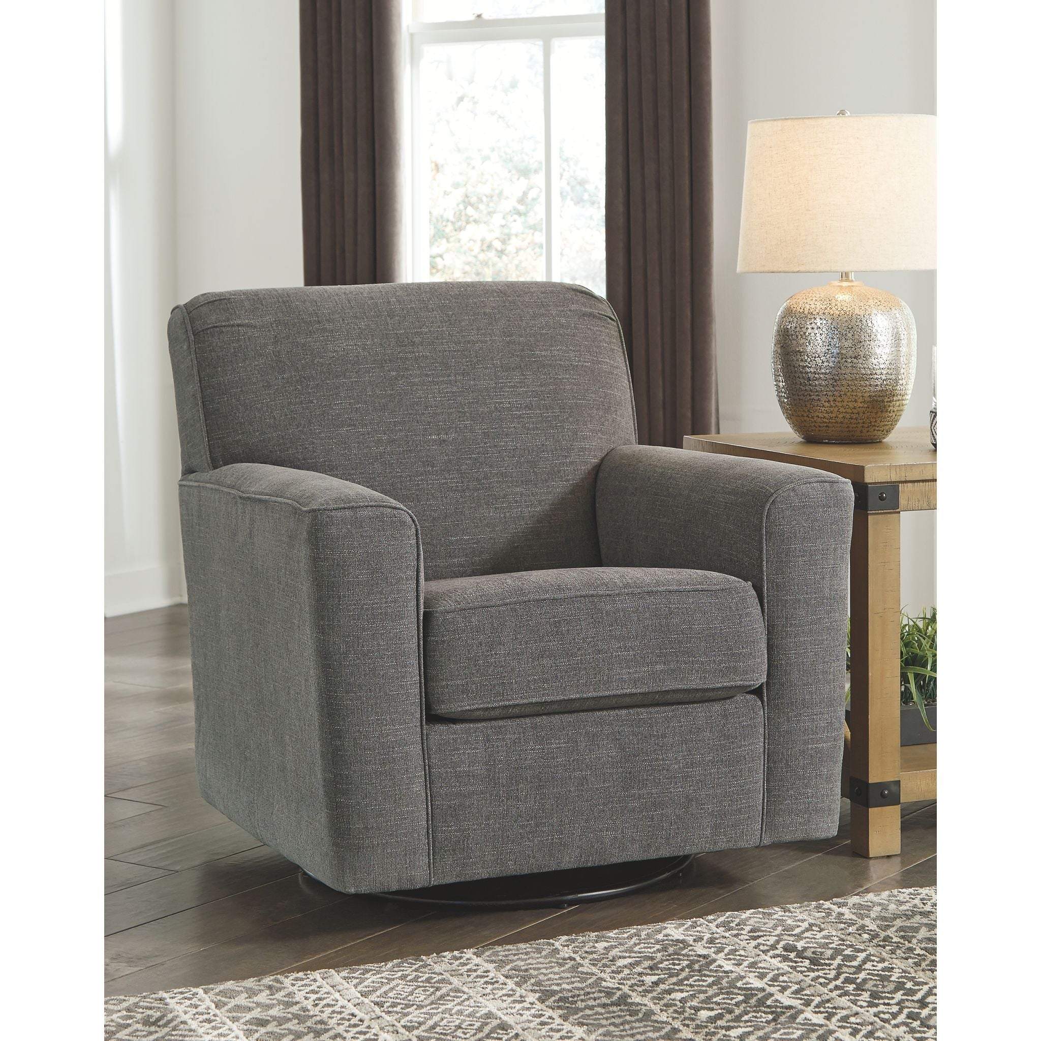 Alcona Swivel Chair - 360 Degree Rotating Office Chair with Ergonomic Design, Charcoal Gray - Perfect for Home Office, Gaming, and Conference Rooms