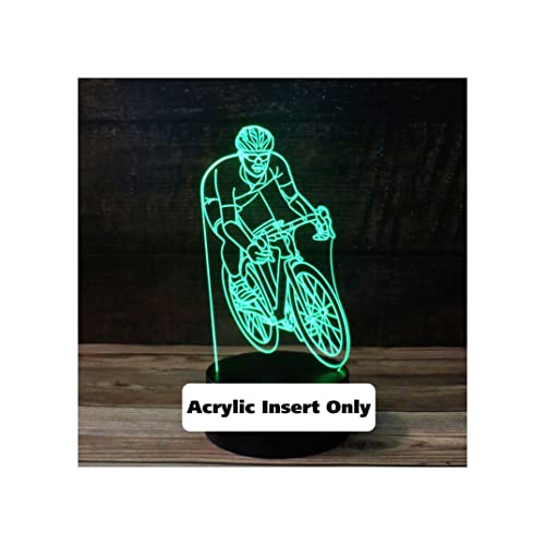 3D Cyclist Acrylic LED Lamp Base - High-Quality Acrylic Display Piece for Home Decor, Gift, or Cycling Enthusiast - Perfect for Bedroom, Living Room, or Office Lighting Decorations