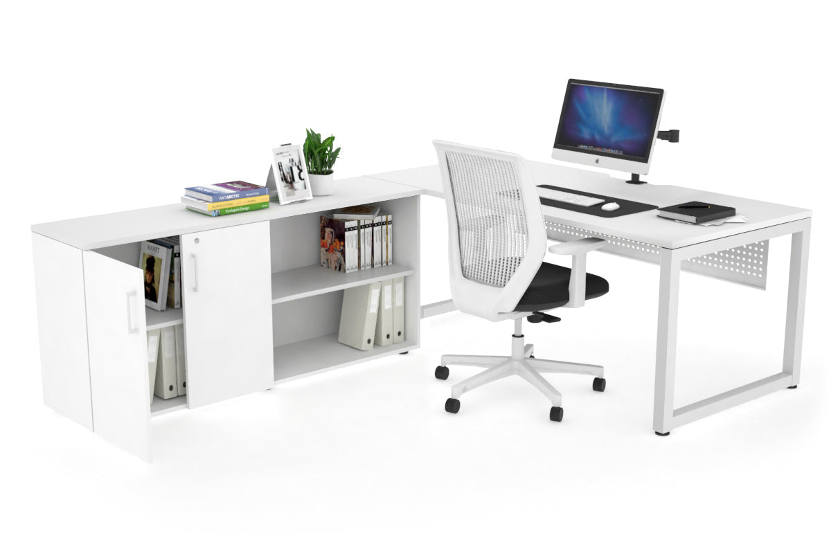 Quadro Loop Executive White Frame Office Chair - 1800L x 800W with Cable Scallop - Ergonomic Desk Chair for Home & Office Workspace