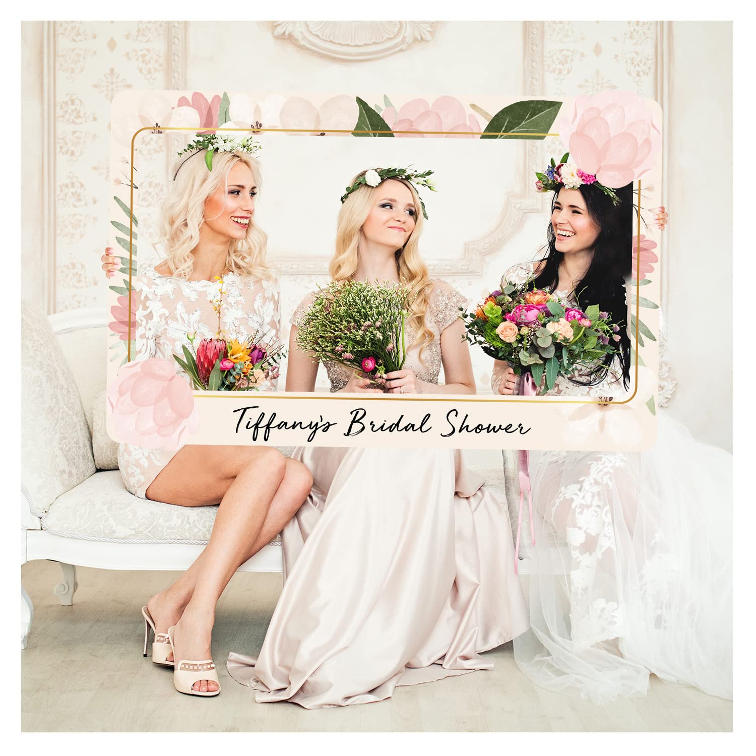 Personalized Pink Lotus Bridal Shower Photo Booth Frame - Custom Floral Wedding Photo Prop for Bridal Parties, Baby Showers & Anniversary Celebrations (PVC Board) - Perfect for Wedding Decor, Bridal Shower Favors & Photo Backdrops
