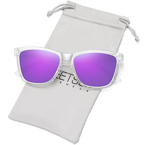 Clear Frame / Purple Mirrored Lens