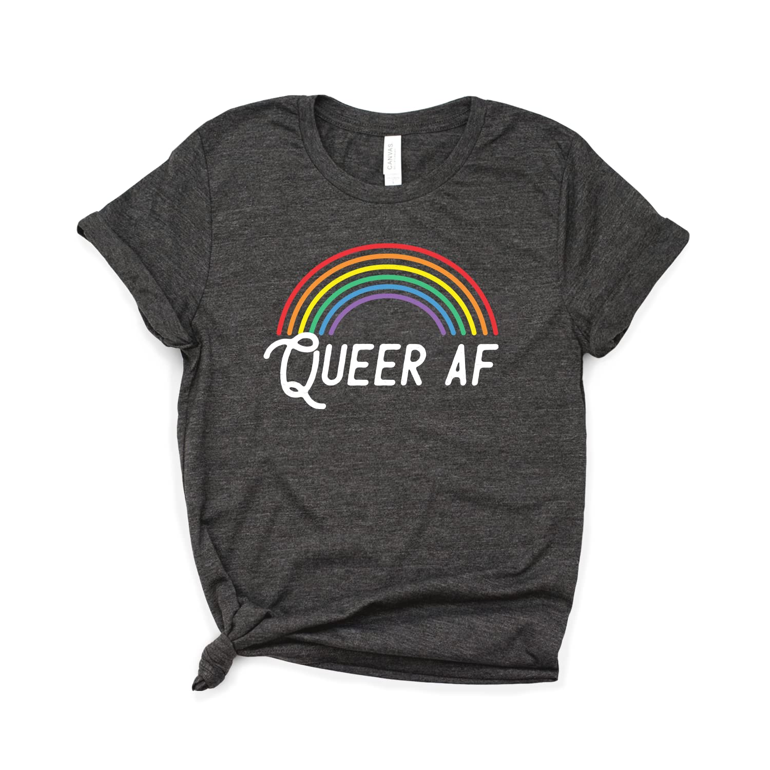 Queer AF Pride Shirt - LGBTQ+ Rainbow Unisex T-Shirt for Gay Lesbian Bisexual Asexual - Soft Comfortable Cotton Tee for Pride Parades, Festivals & Everyday Wear