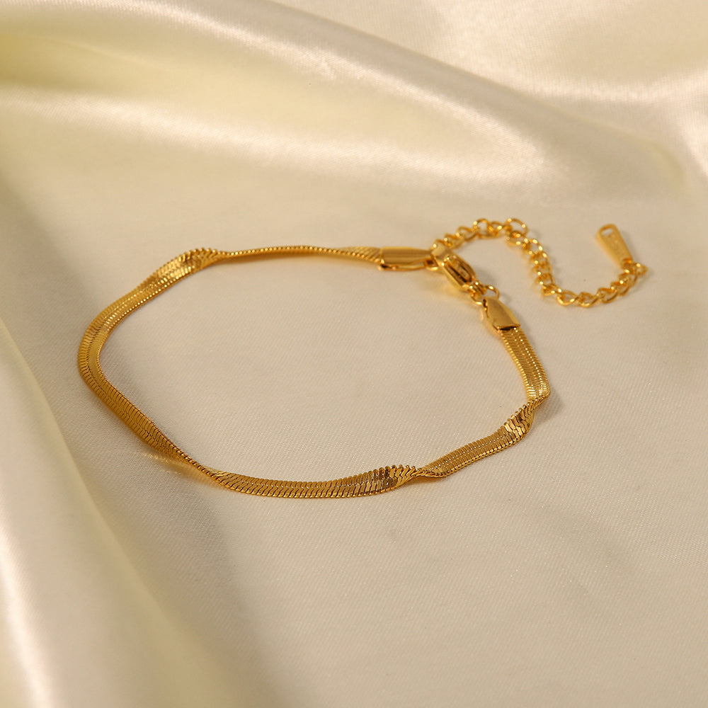 18K Gold Plated Stainless Steel Snake Chain Bracelet for Women - Waterproof, Hypoallergenic, Durable Jewelry Gift for Anniversary, Birthday | Everyday Wear, Date Night, Special Occasions