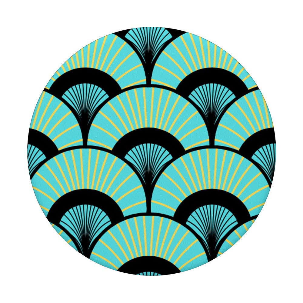 Art Deco Abstract Retro Geometric Teal Yellow Black PopSocket PopGrip - Swappable Phone & Tablet Grip for Stylish Everyday Use