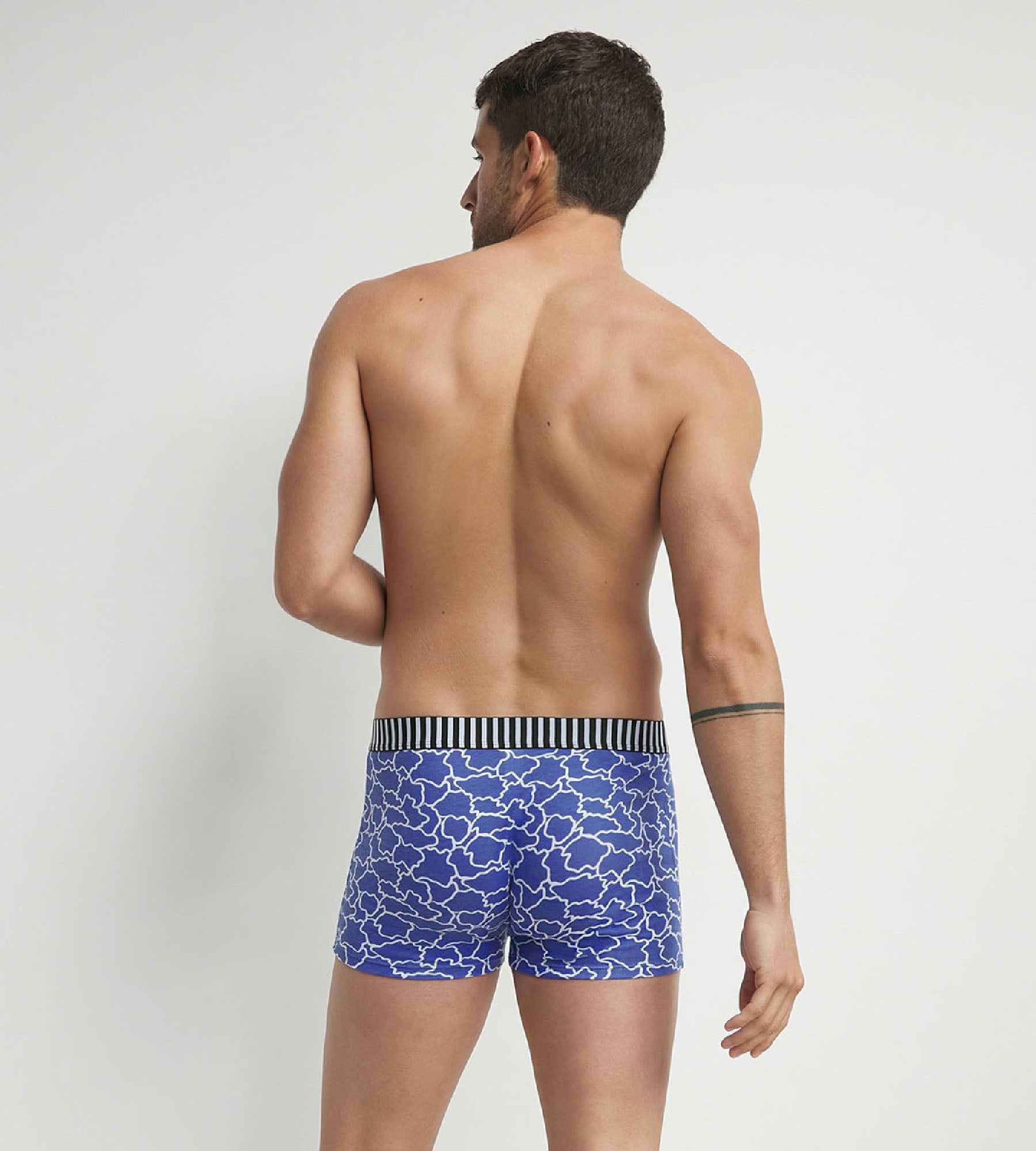 3 Pack Men's Boxer Briefs - Blue & Black Cloud Print - Soft Cotton Underwear for Comfort & Style - Perfect for Daily Wear, Gym & Lounge