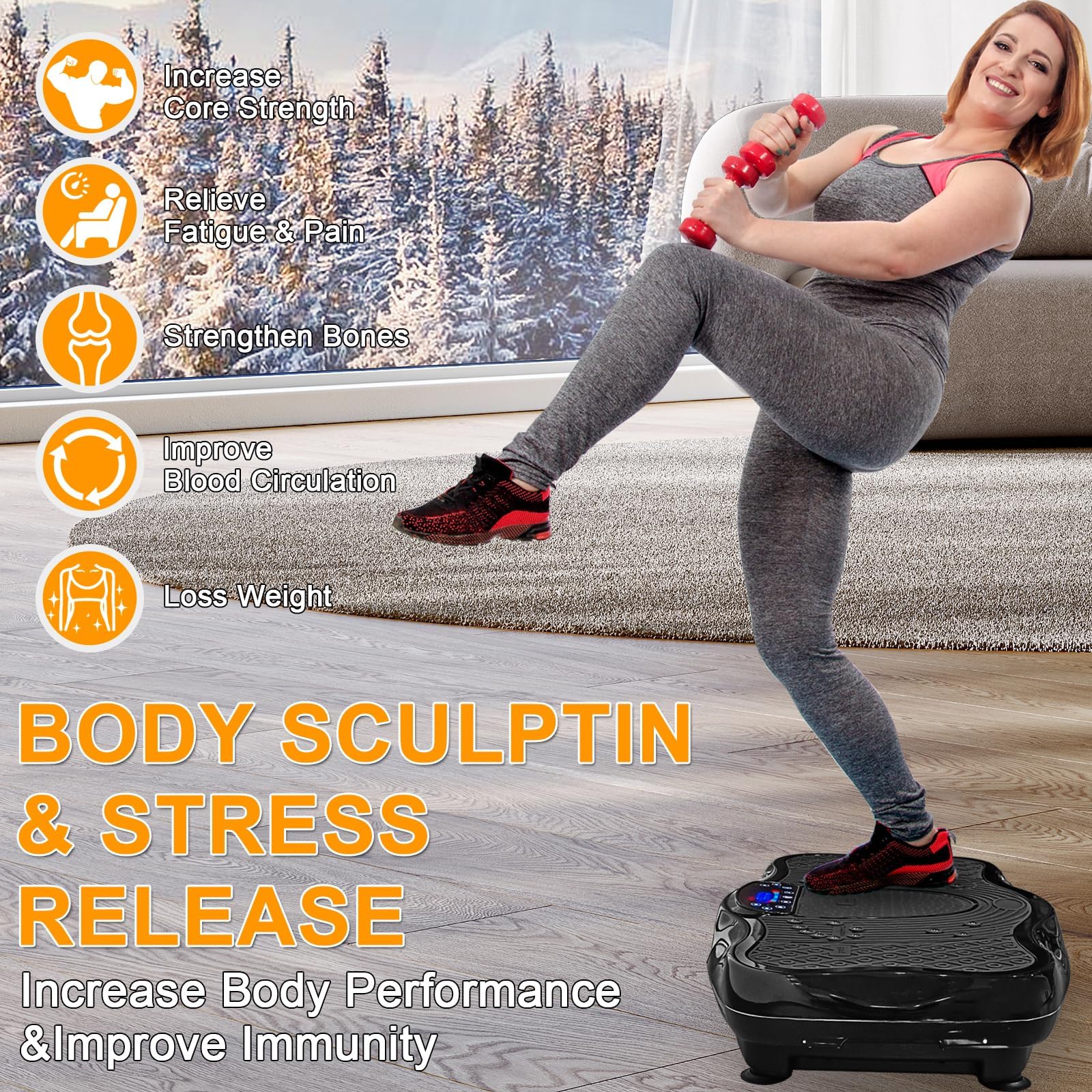 XXL 660LBS Vibration Plate Exercise Machine for Weight Loss & Full Body Workout - Heavy Duty Vibration Fitness Platform for Home Gym Training - Fat Burning & Body Shaping Equipment for Women & Men (Black) - Perfect for Home Fitness, Muscle Recovery & Cellulite Reduction
