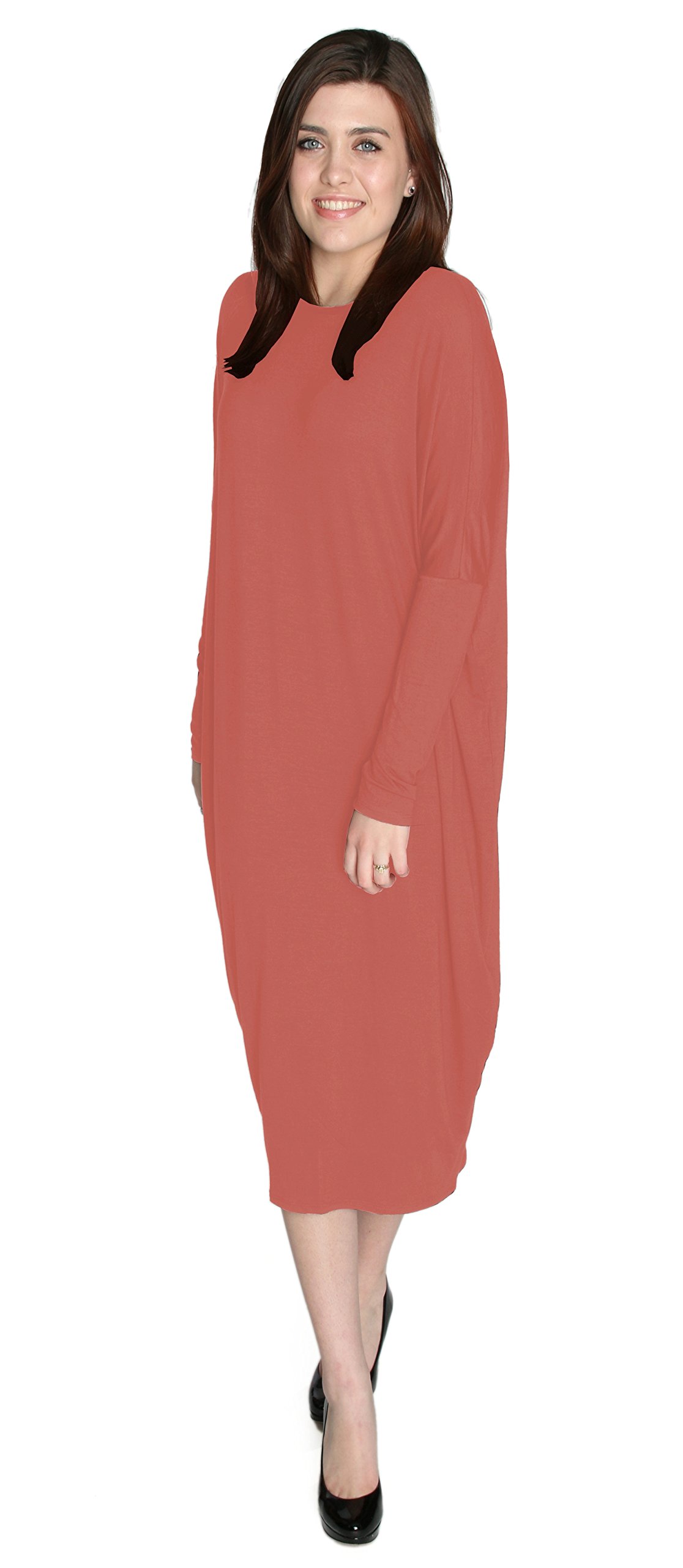 BABY O Women's Modest Cover Up Comfy Midi Long Cocoon Dress - Made in USA | Perfect for Beach, Church & Casual Wear