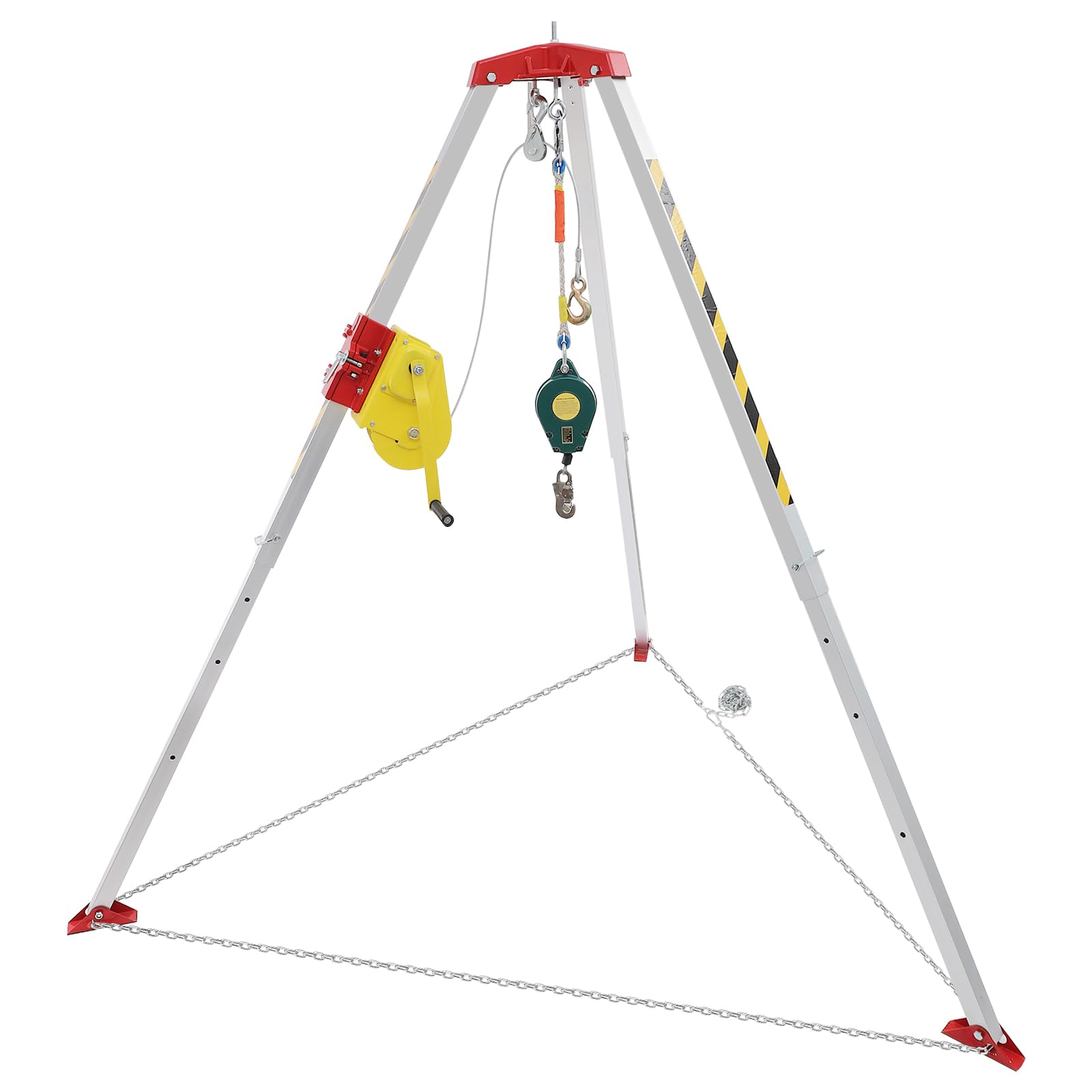 Heavy Duty Confined Space Tripod Kit with 2600 lbs Winch & Fall Arrester - Adjustable 5.2-8 FT Rescue Tripod for Well, Sewer & Tank Access - Ideal for Industrial Safety, Emergency Rescue & Underground Maintenance