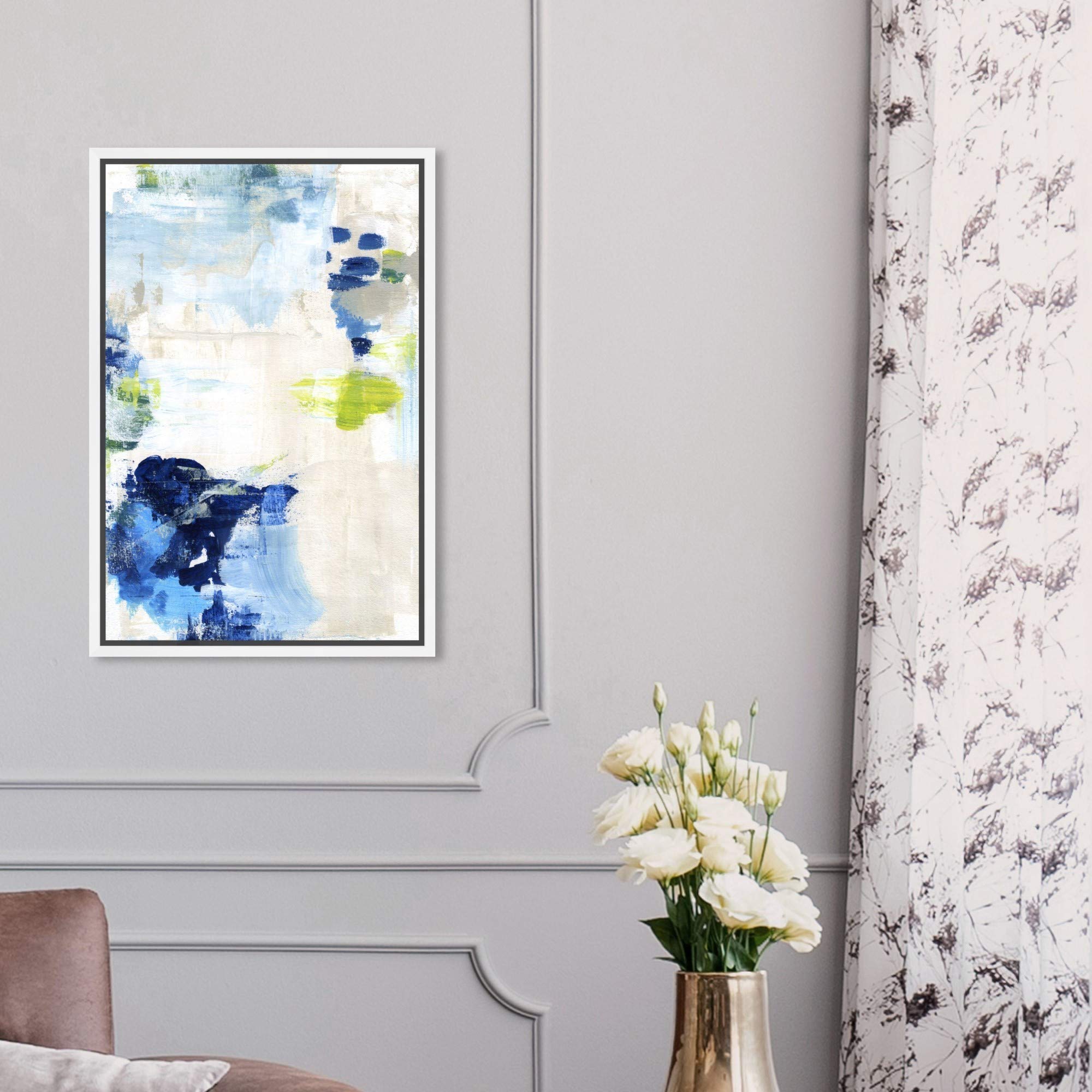 Abstract Wall Art Canvas Print 'Perks' by Oliver Gal Artist Co. - 10x15 Inch White Framed Home Decor for Living Room, Bedroom & Office