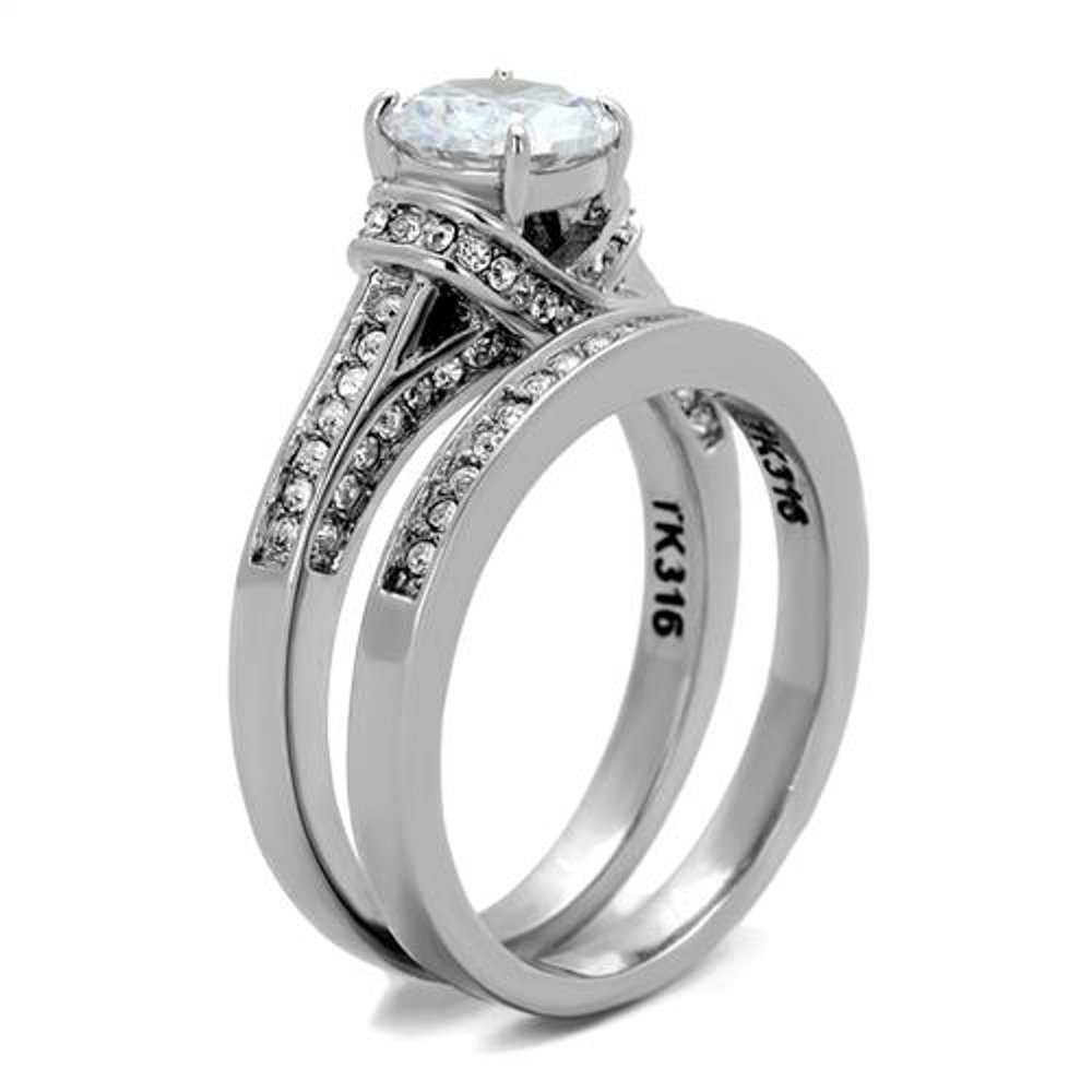 His & Her Stainless Steel Wedding Rings Set with Titanium Band for Couples