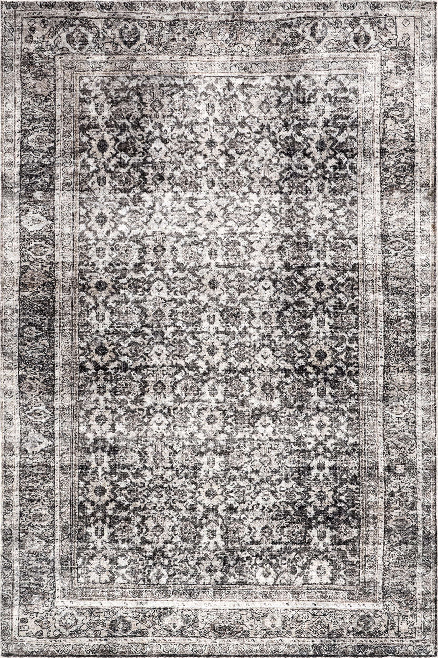 Briana Vintage Washable Rug - Soft & Durable Brown Area Rug for Living Room, Bedroom, Home Decor