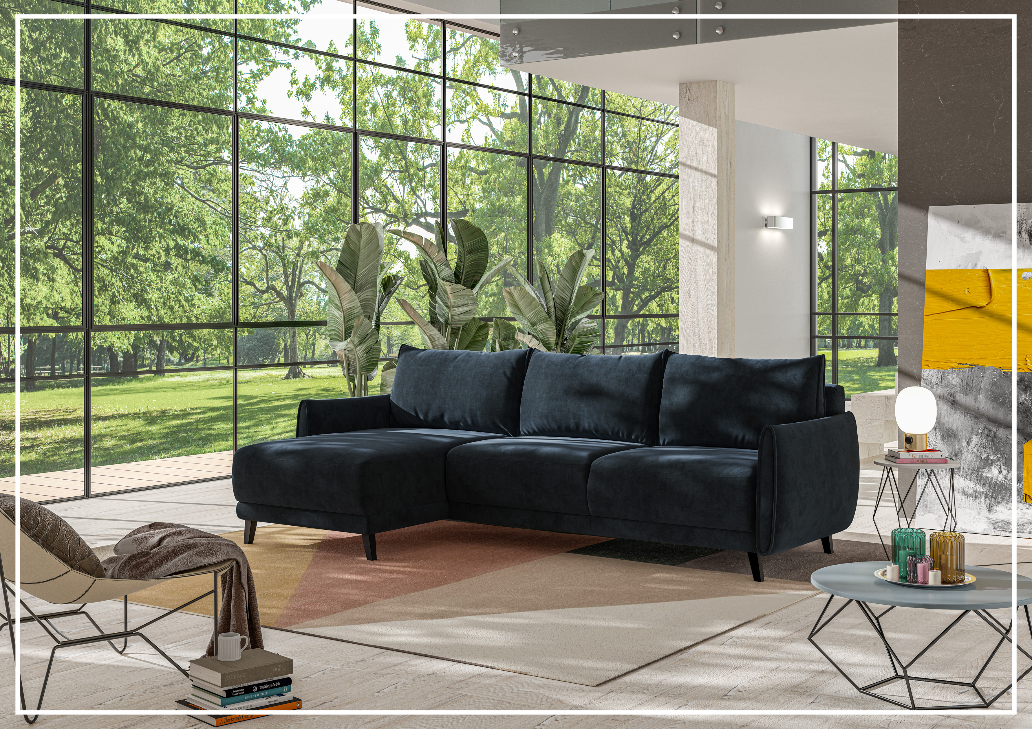 Luonto Dolphin Fabric Sectional Sofa Sleeper with Reversible Chaise & Storage | Modern L-Shaped Convertible Couch Bed | Perfect for Small Spaces, Living Rooms & Guest Rooms