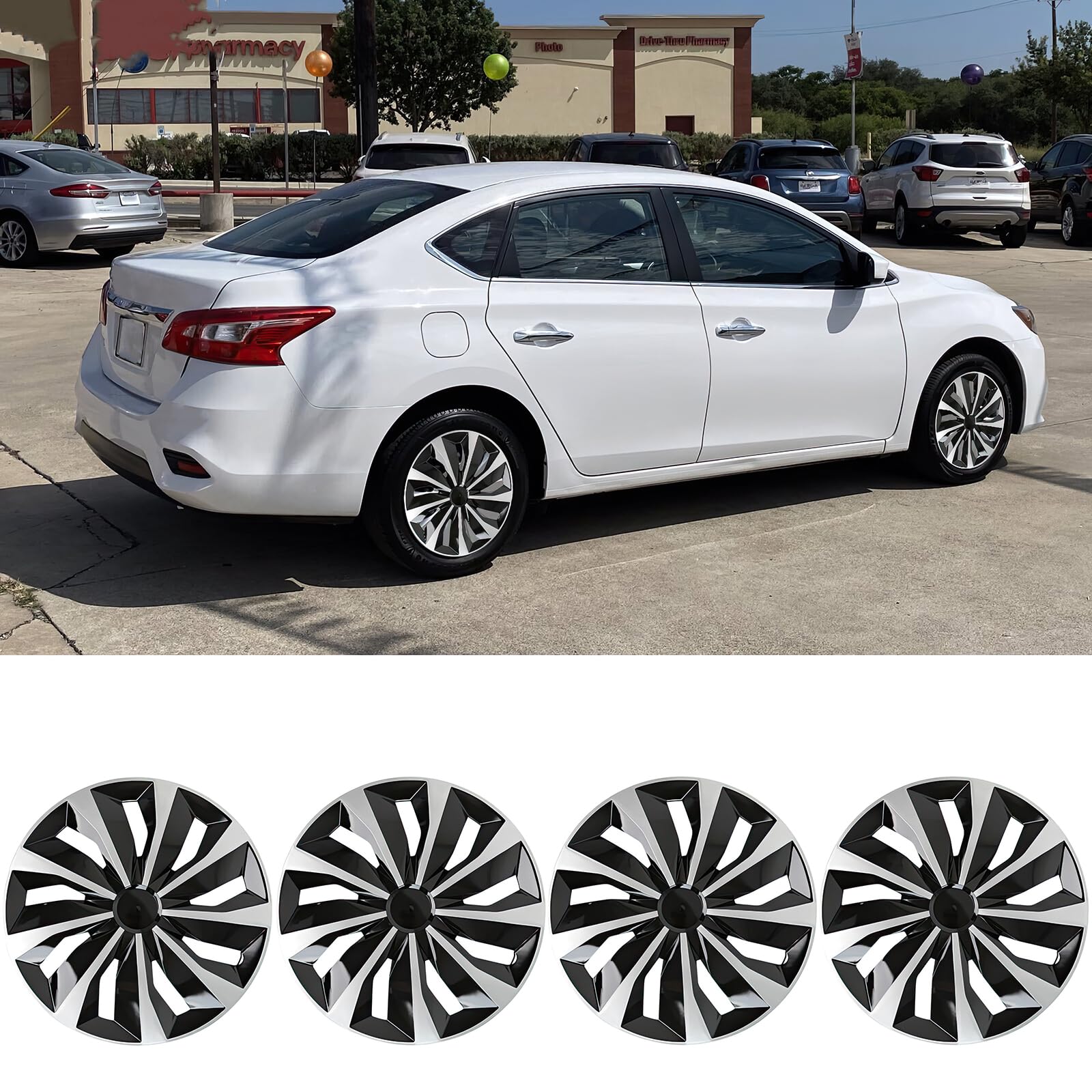 16 Inch Hubcaps Set of 4 - Universal Wheel Rim Covers for Toyota, VW, Chevy, Nissan, Honda, Dodge, Ford, Kia | Durable Car Tire Covers Replacement | Perfect for Sedans, SUVs & Daily Commuting
