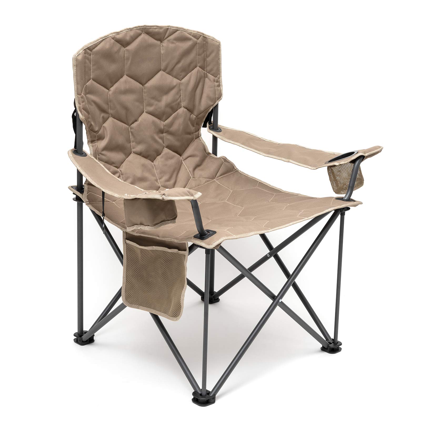 XXL Oversized Camping Chair Heavy Duty 500 LBS Capacity - Extra Wide Folding Chair for Big & Tall Adults Over 6'4 - Padded Portable Lawn Chair with Cup Holder, Armrests & Storage Pocket - Perfect for Outdoor Camping, Beach, Picnics, Sporting Events & Backyard Relaxation