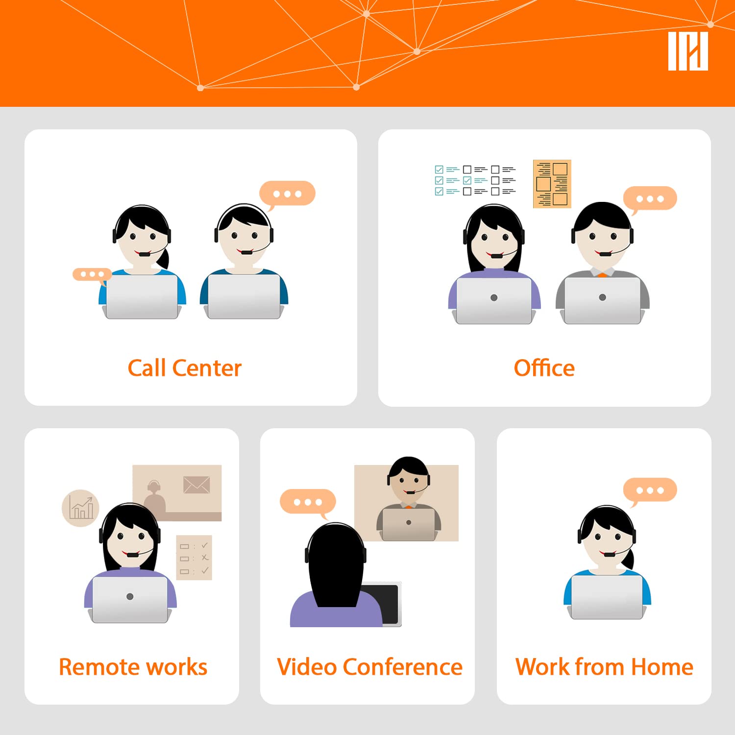 IPD IPH-255 USB Noise Cancelling Headset with Microphone for Office & Call Centers | Compatible with Skype, Microsoft Teams, Cisco Jabber | Perfect for Remote Work & Online Meetings